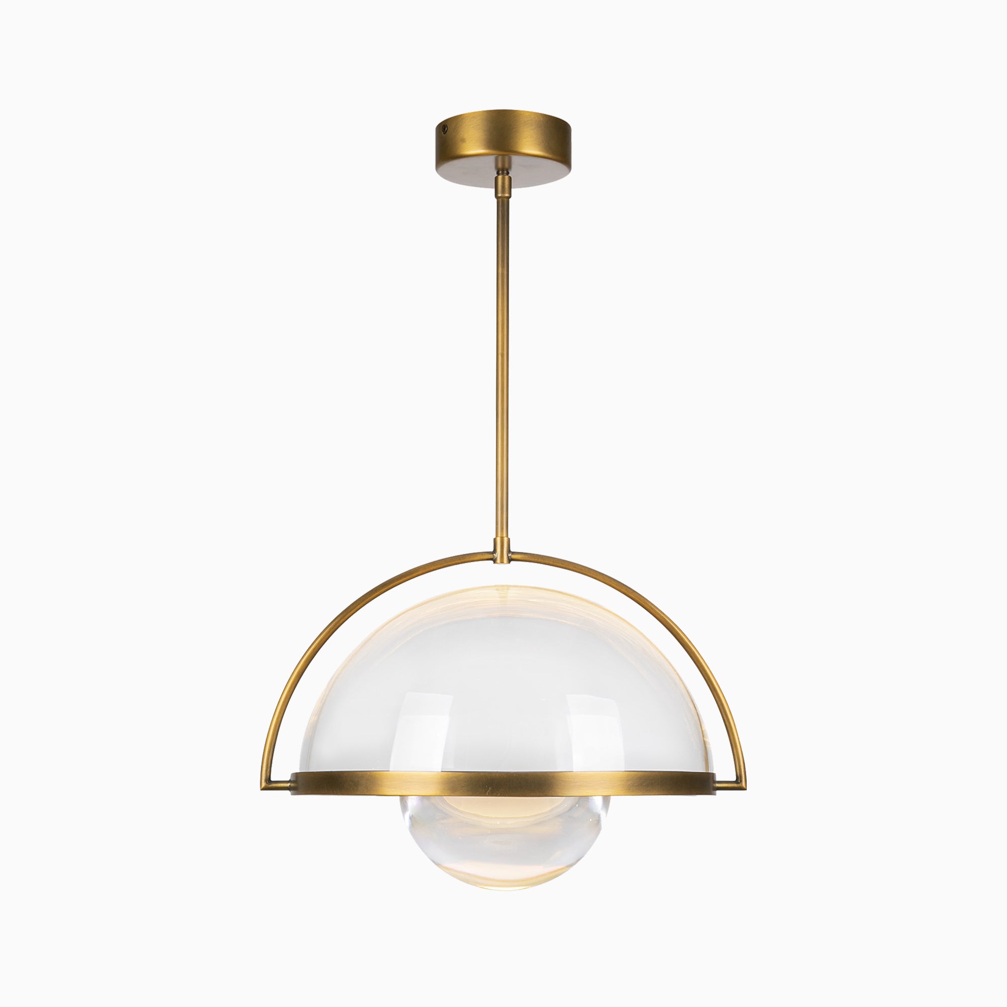 Zackary 14" LED Pendant in Vintage Brass, Universal Voltage