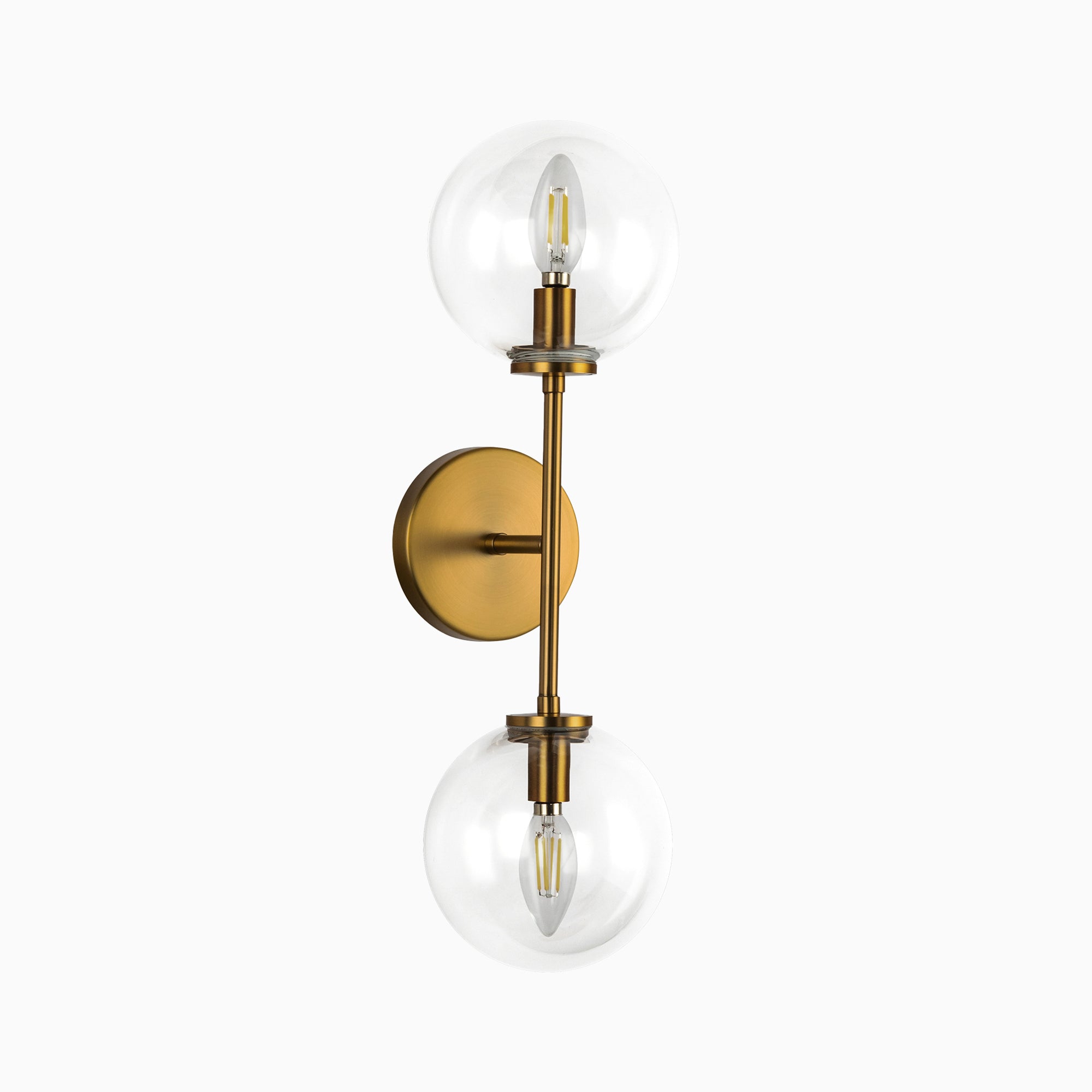 Hailey 20" 2 Lights Wall/Vanity Light in Aged Gold/Clear Glass