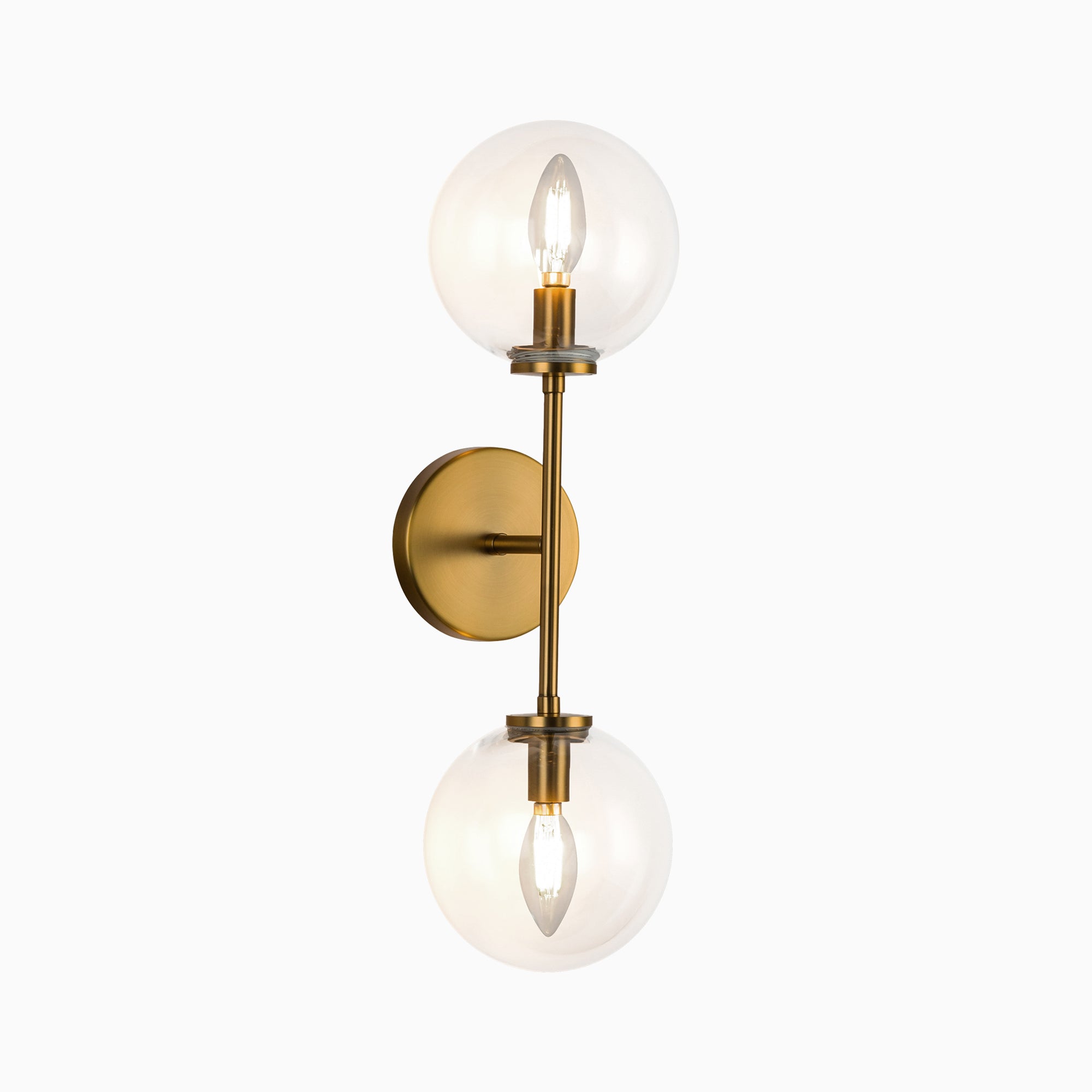 Hailey 20" 2 Lights Wall/Vanity Light in Aged Gold/Clear Glass