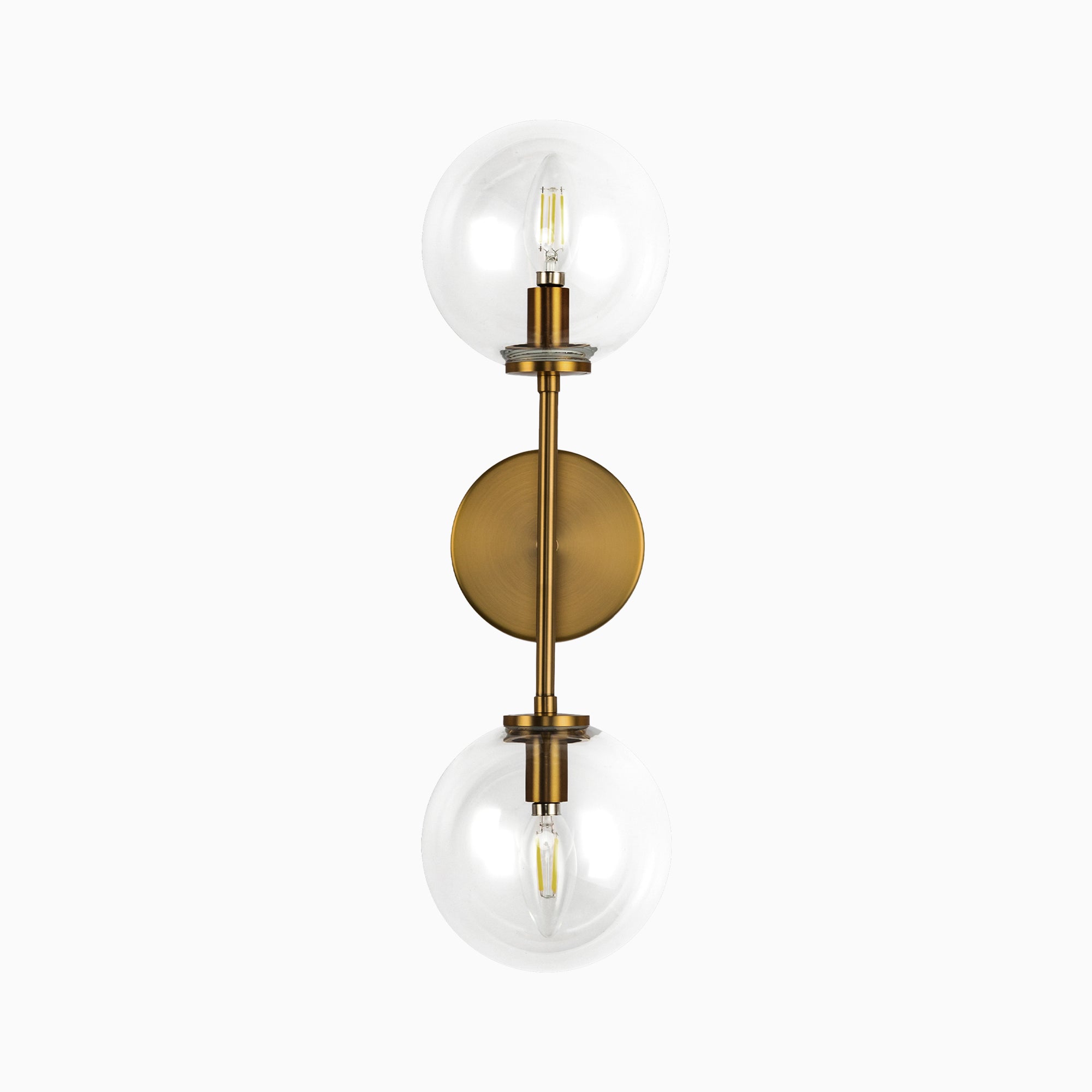 Hailey 20" 2 Lights Wall/Vanity Light in Aged Gold/Clear Glass