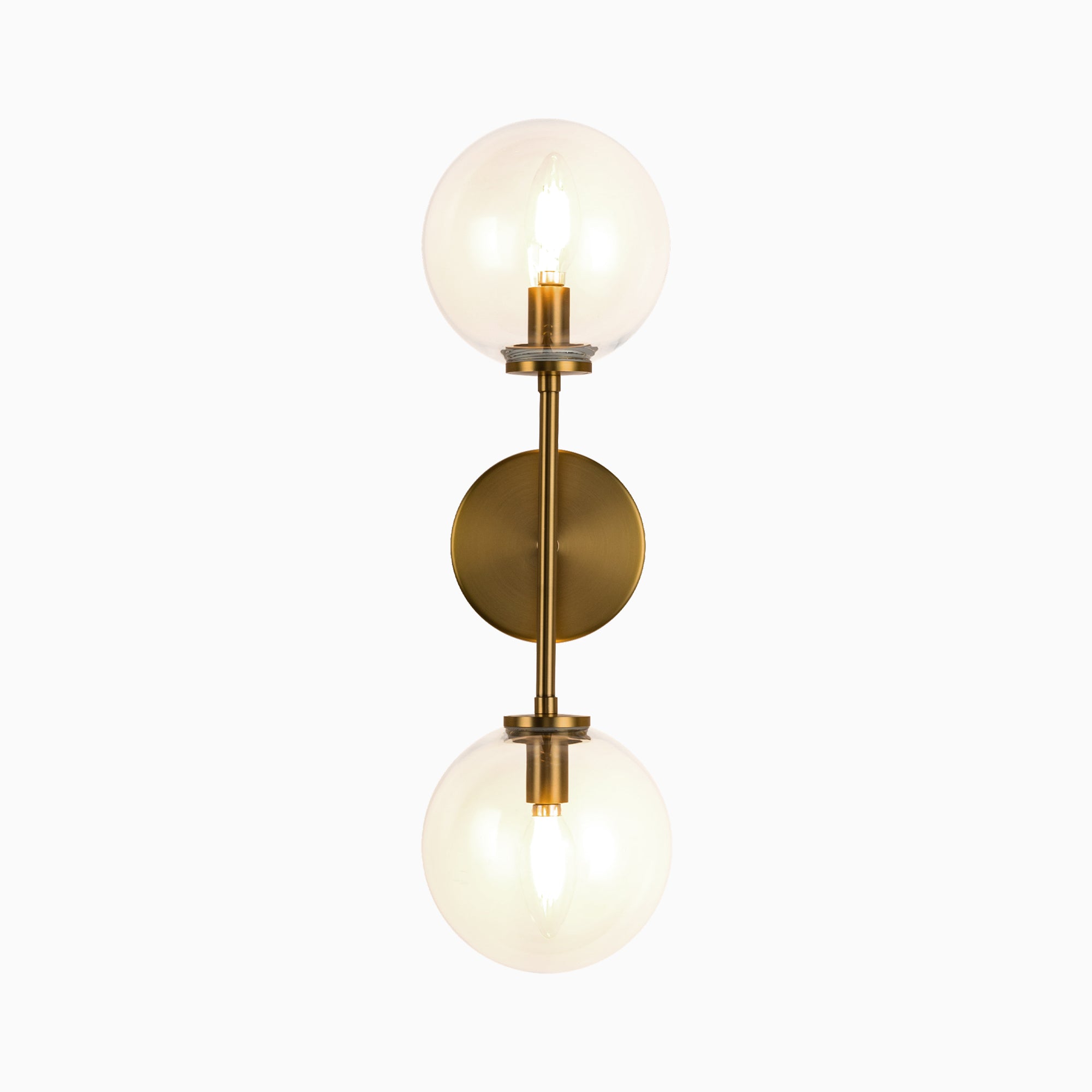 Hailey 20" 2 Lights Wall/Vanity Light in Aged Gold/Clear Glass