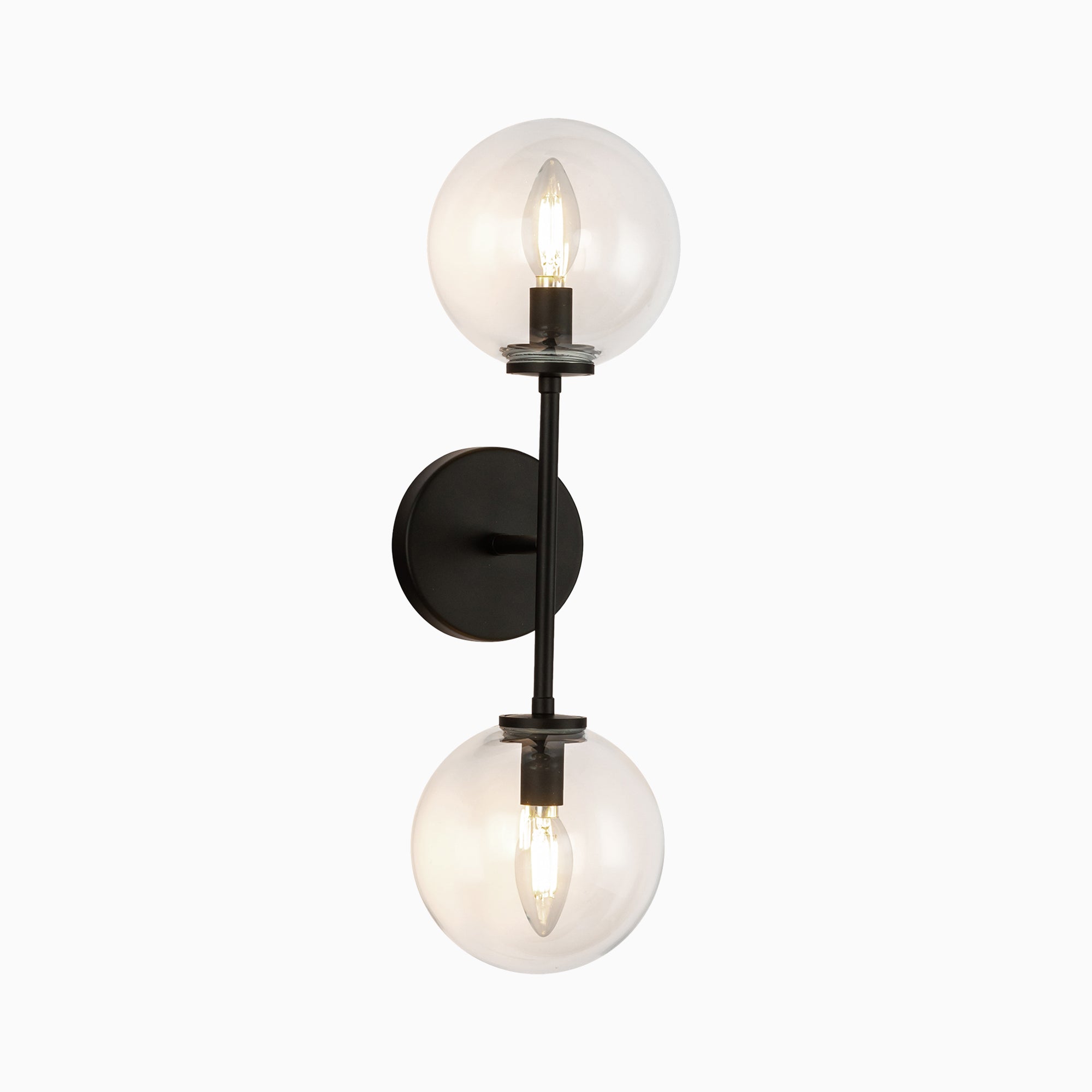 Hailey 20" 2 Lights Wall/Vanity Light in Matte Black/Clear Glass