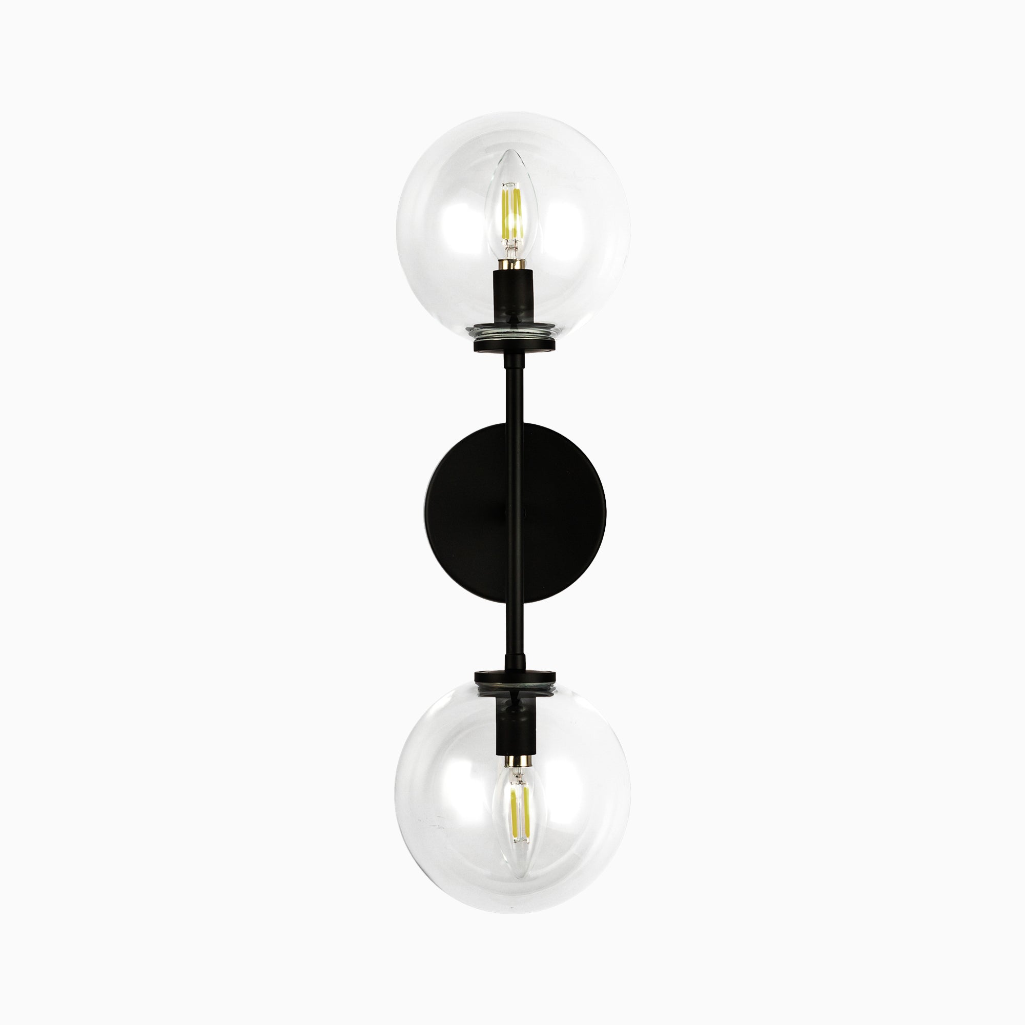 Hailey 20" 2 Lights Wall/Vanity Light in Matte Black/Clear Glass