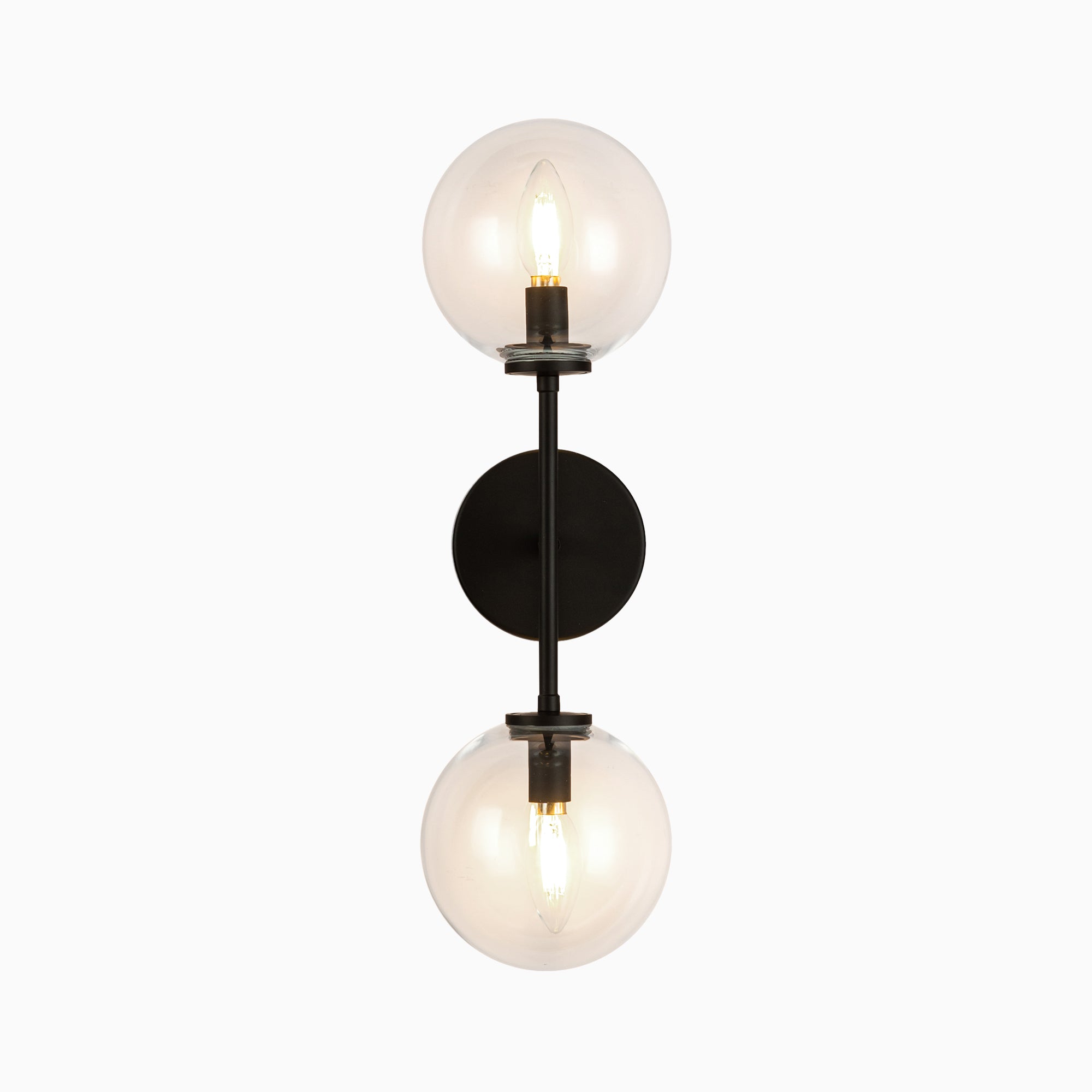 Hailey 20" 2 Lights Wall/Vanity Light in Matte Black/Clear Glass