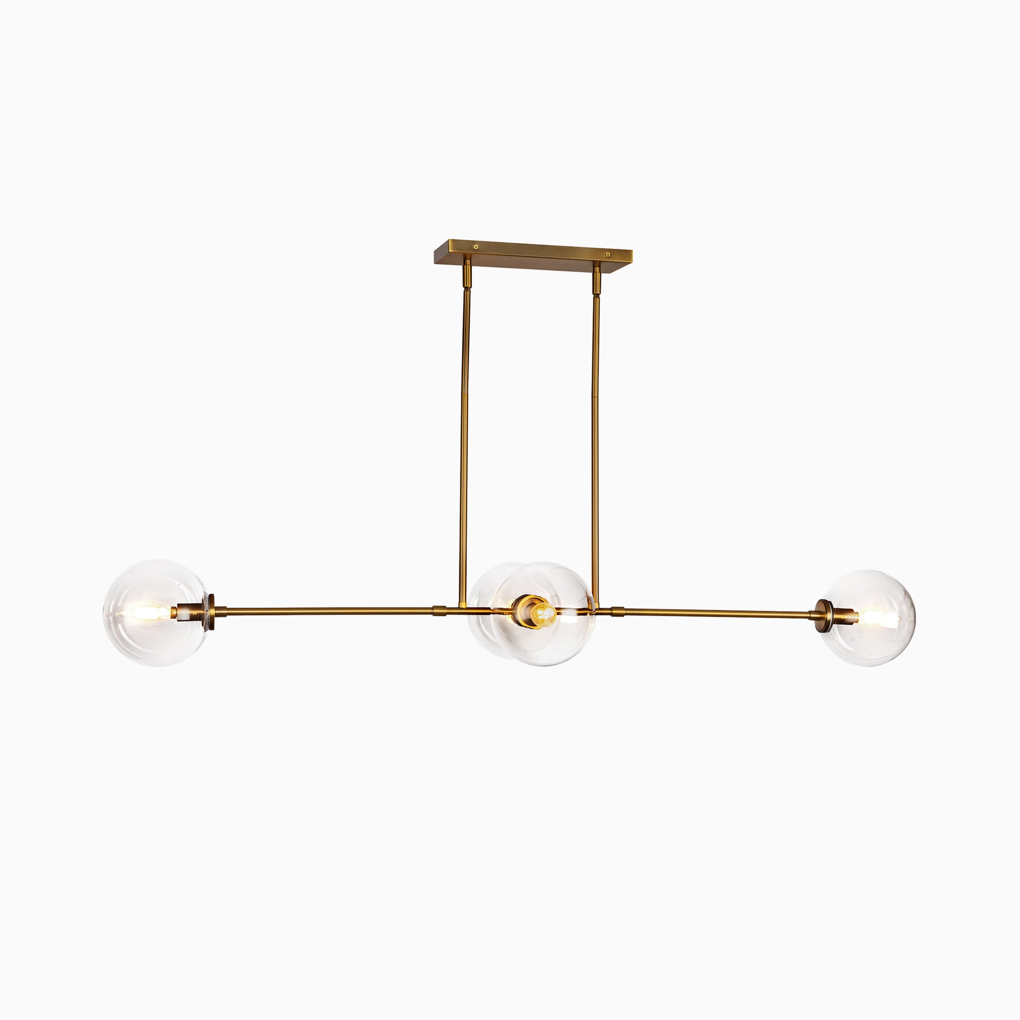 Hailey 48" 4 Lights Linear Pendant in Aged Gold/Clear Glass
