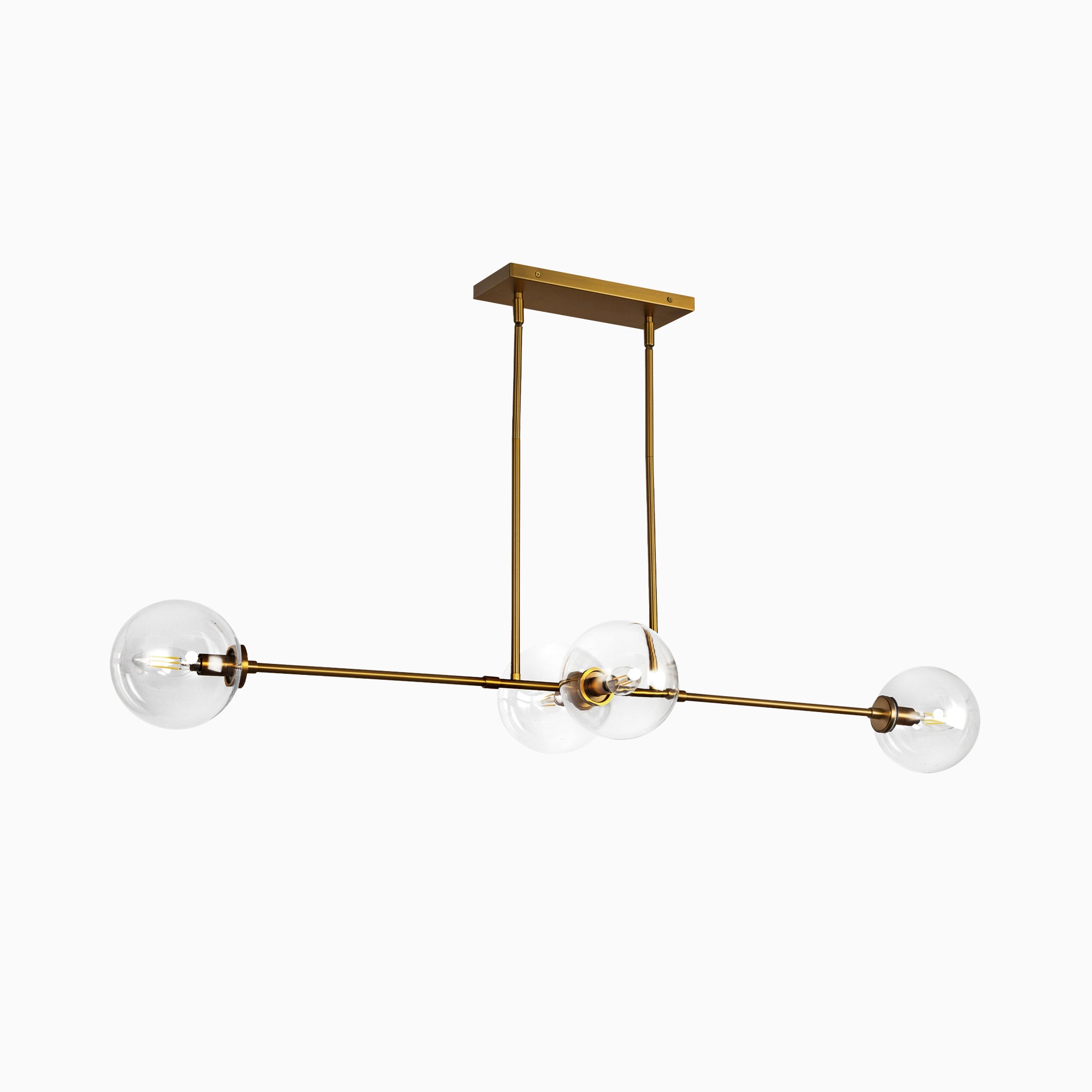 Hailey 48" 4 Lights Linear Pendant in Aged Gold/Clear Glass