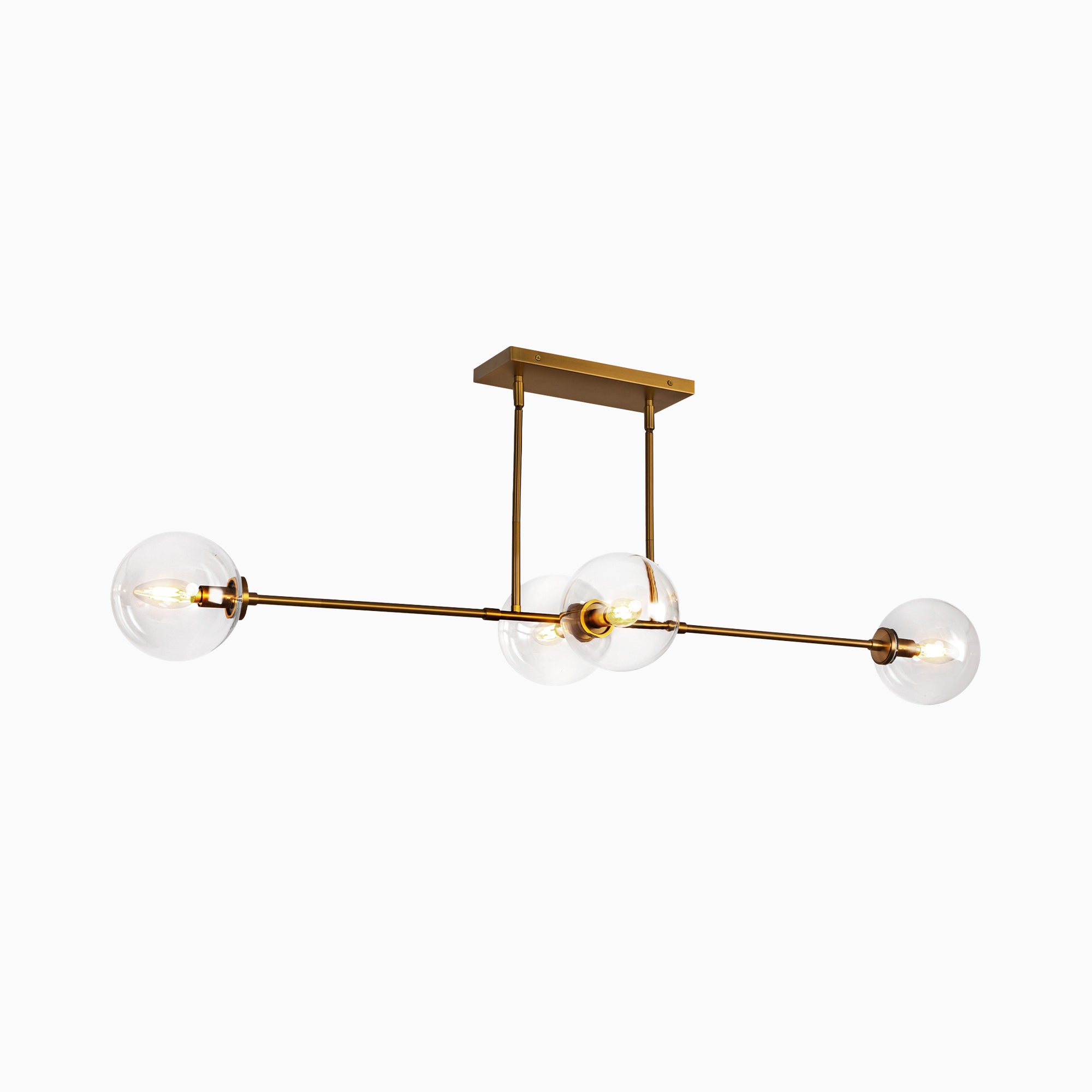 Hailey 48" 4 Lights Linear Pendant in Aged Gold/Clear Glass