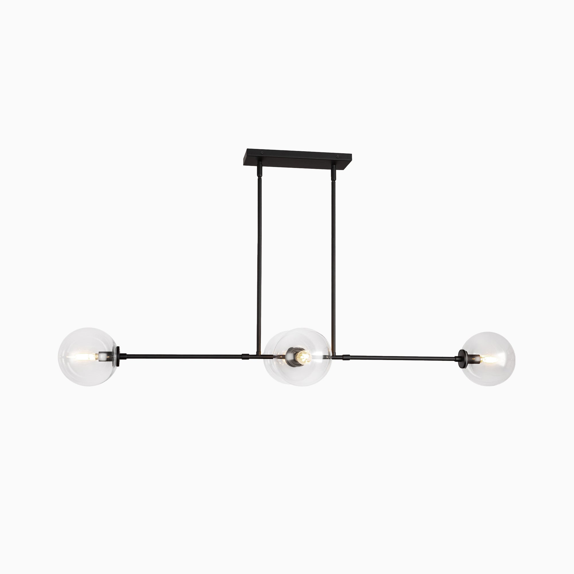 Hailey 48" 4 Lights Linear Pendant in Matte Black/Clear Glass
