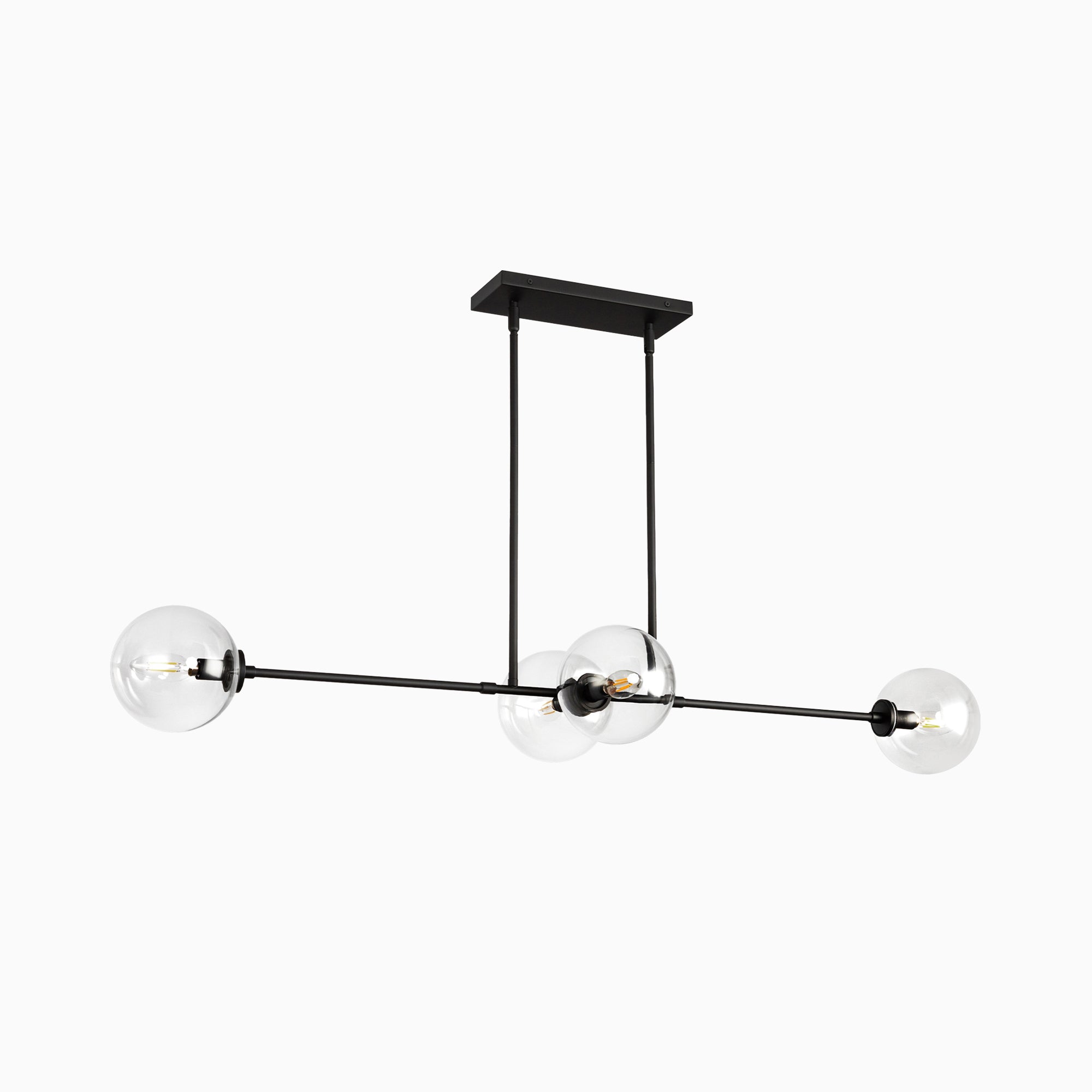 Hailey 48" 4 Lights Linear Pendant in Matte Black/Clear Glass
