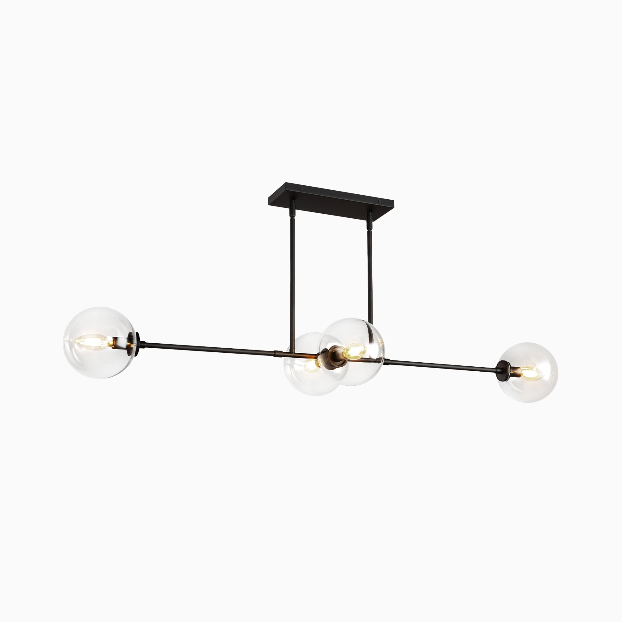 Hailey 48" 4 Lights Linear Pendant in Matte Black/Clear Glass