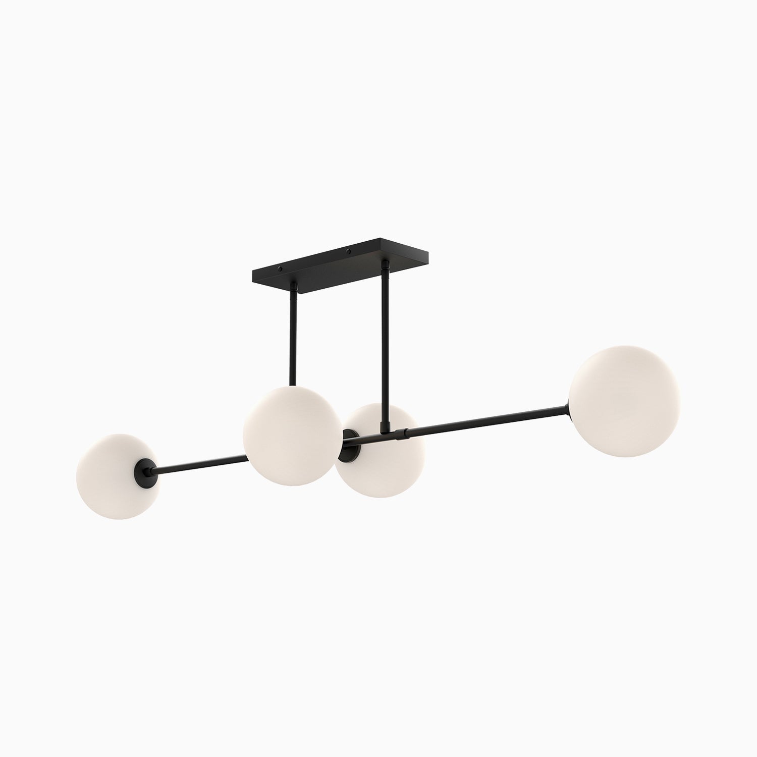 Hailey 48" 4 Lights Linear Pendant in Matte Black/Opal Matte Glass