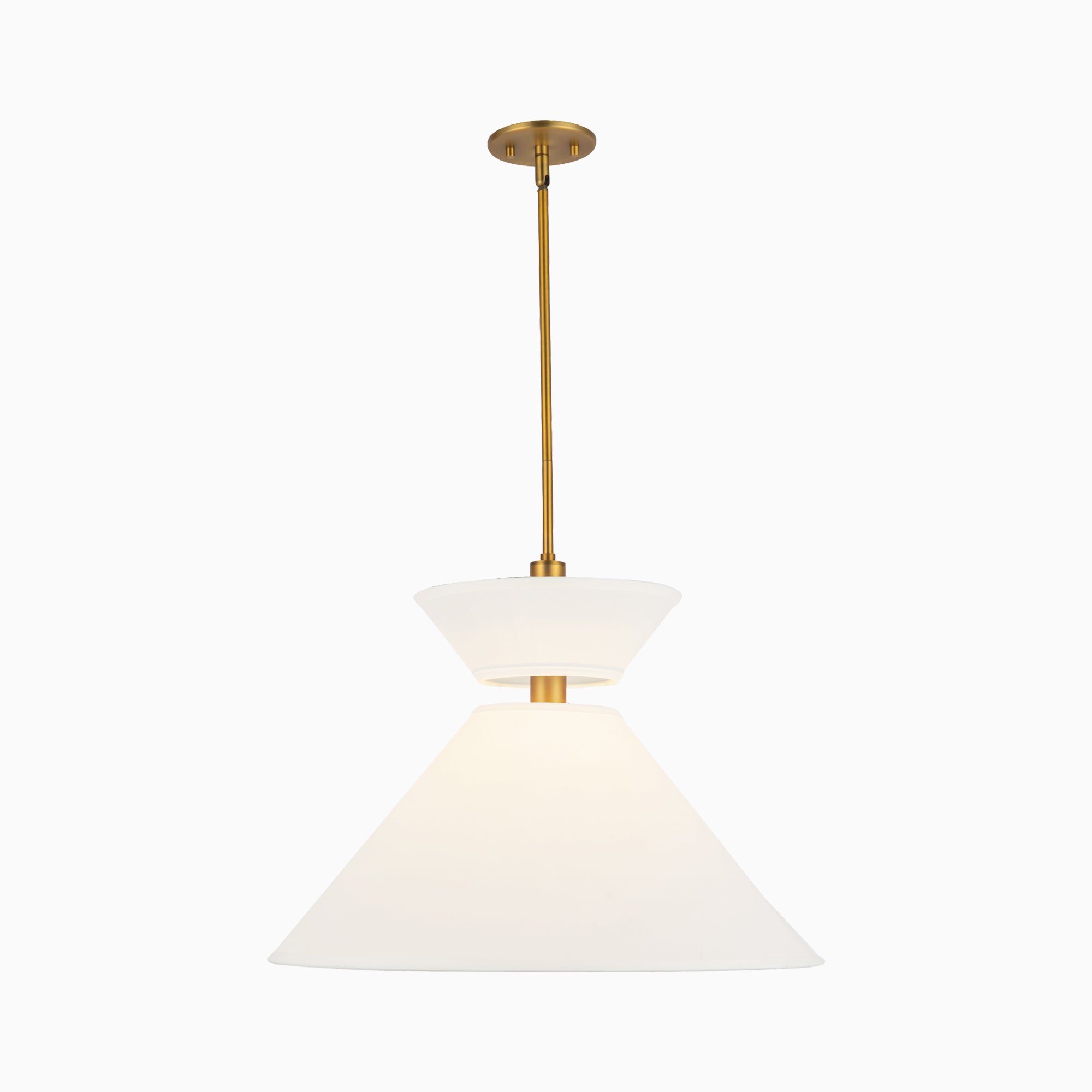 Cassie 22" 1 Light Pendant in Aged Gold/White Linen