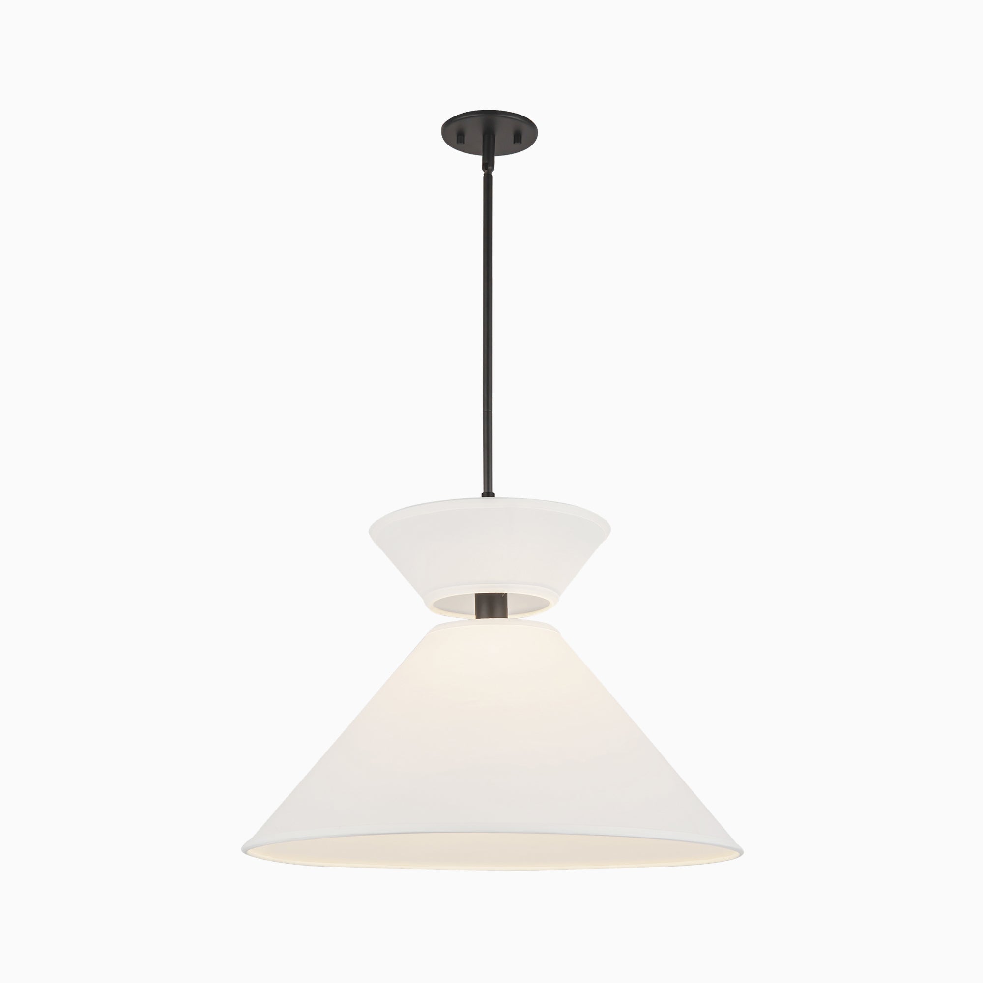 Cassie 22" 1 Light Pendant in Matte Black/White Linen