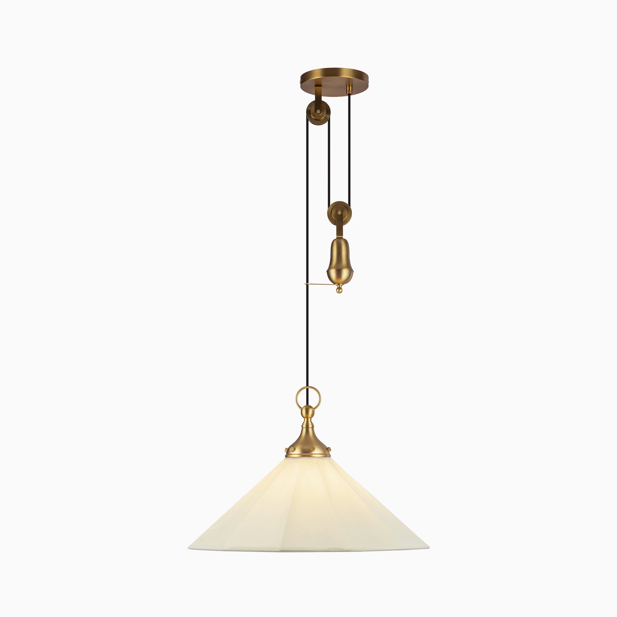 Jill 20" Socket Pendant in Brushed Gold/White Linen