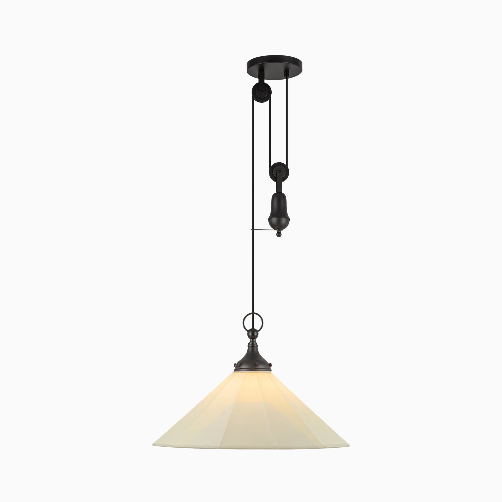 Jill 20" Socket Pendant in Matte Black/White Linen