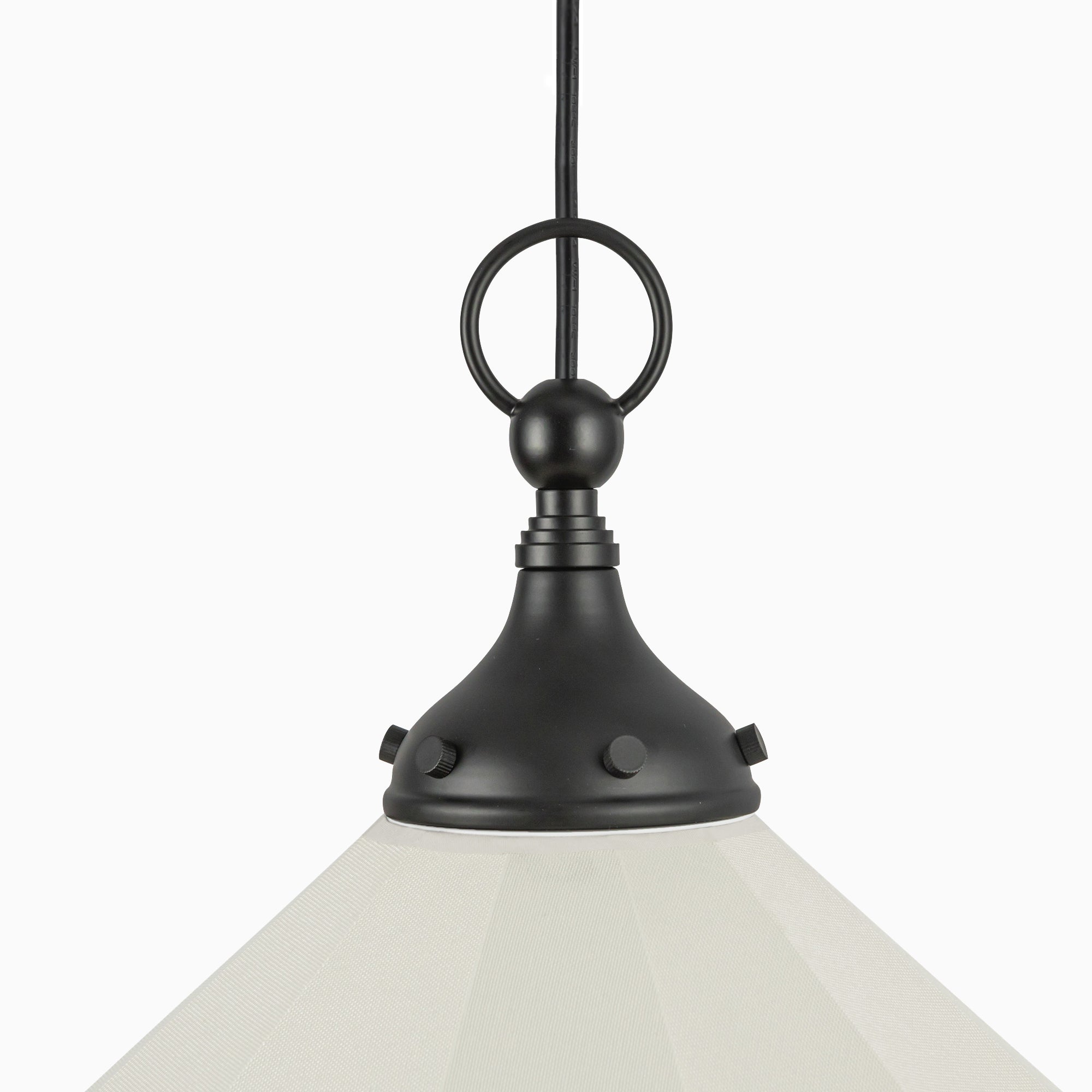Jill 20" Socket Pendant in Matte Black/White Linen