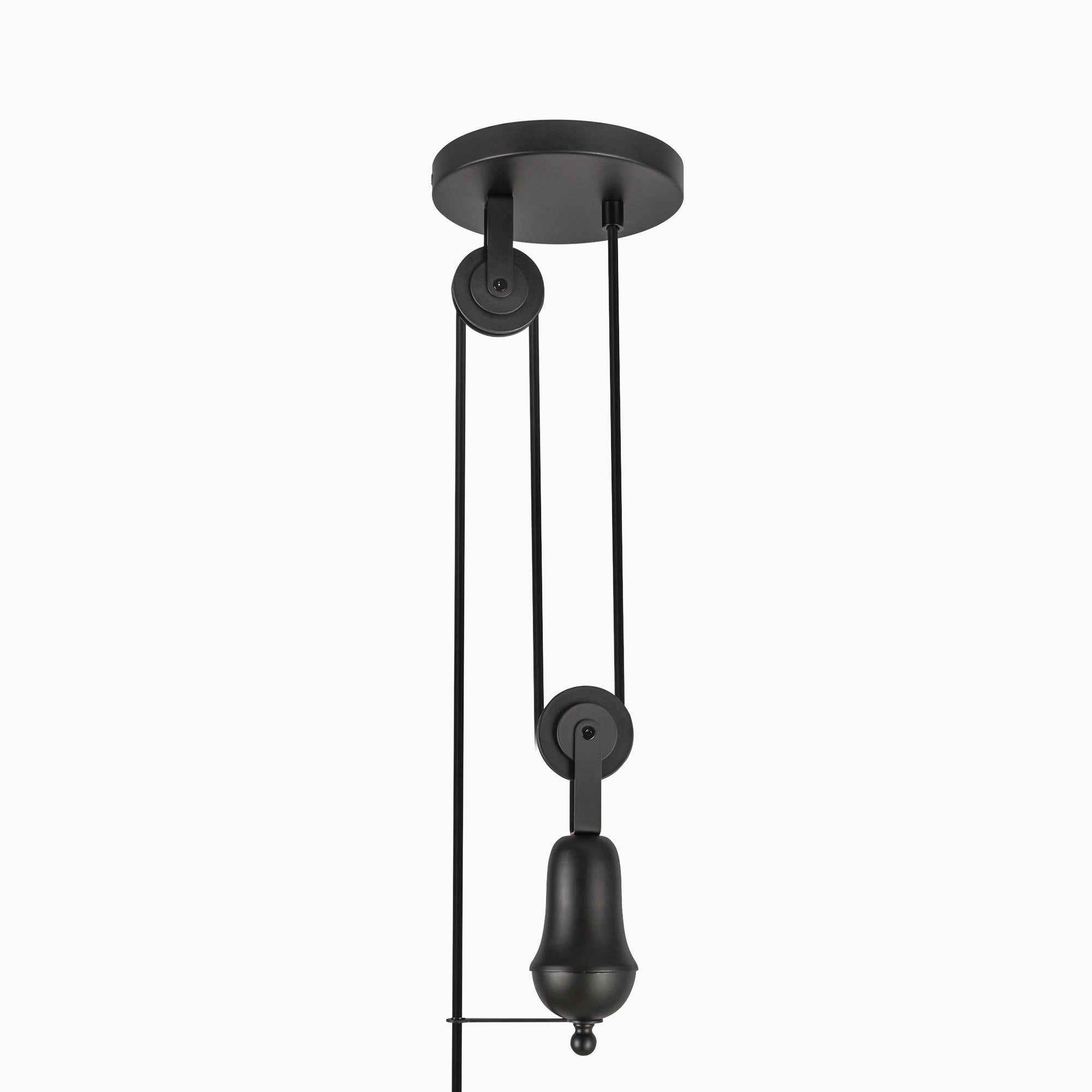 Jill 20" Socket Pendant in Matte Black/White Linen