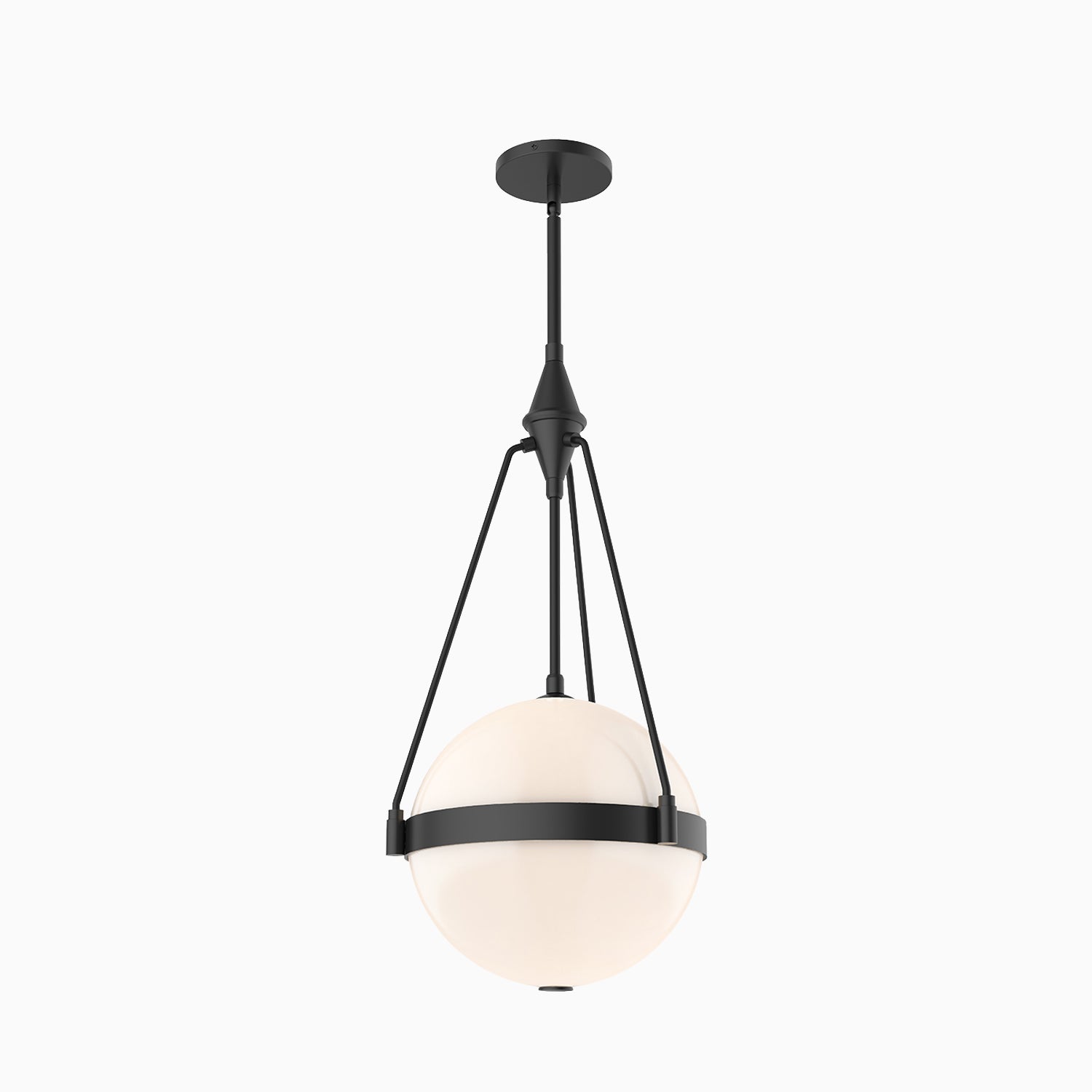 Jeremy 14" 3 Lights Pendant in Matte Black/Glossy Opal Glass