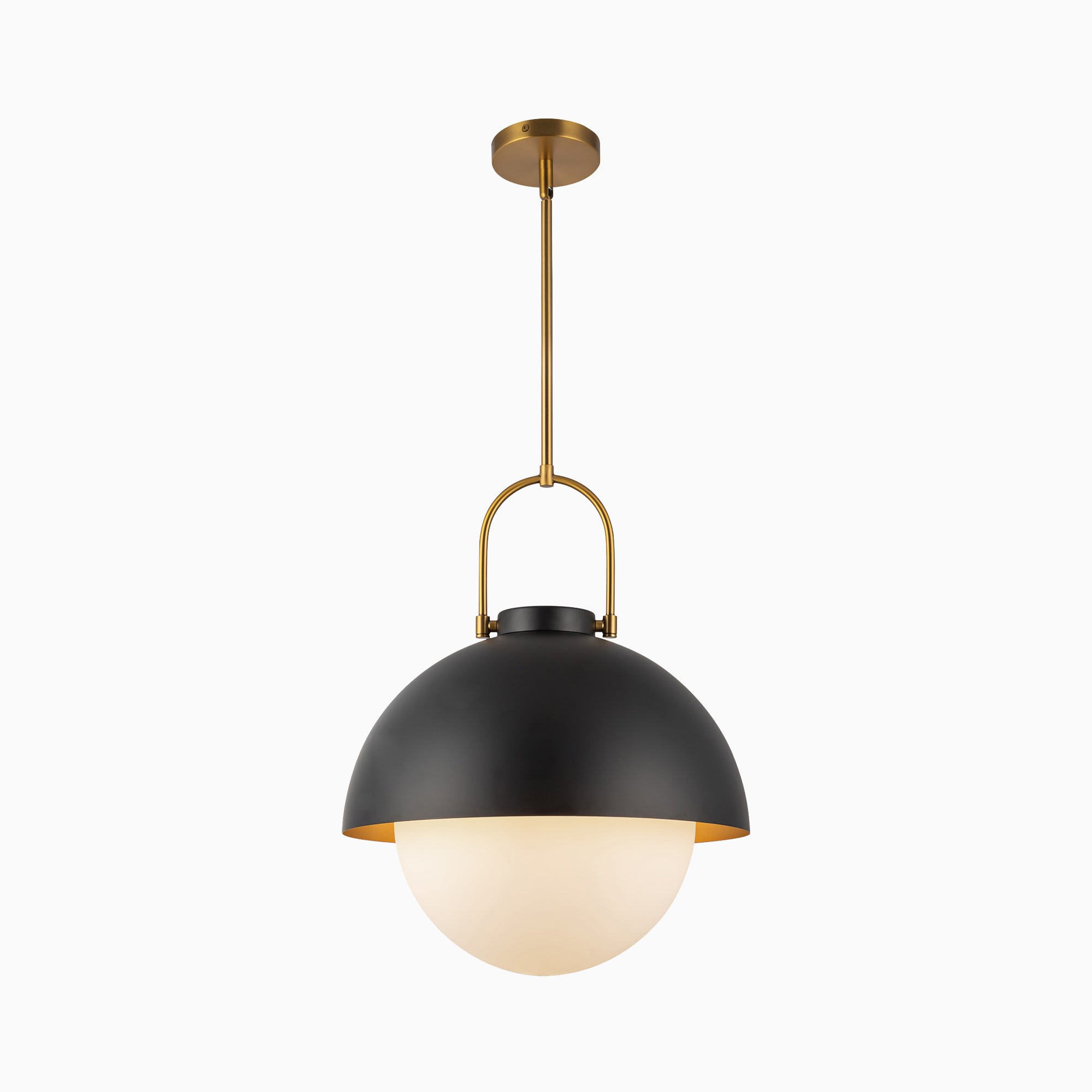 Kealy 16" 1 Light Pendant in Matte Black/Opal Matte Glass