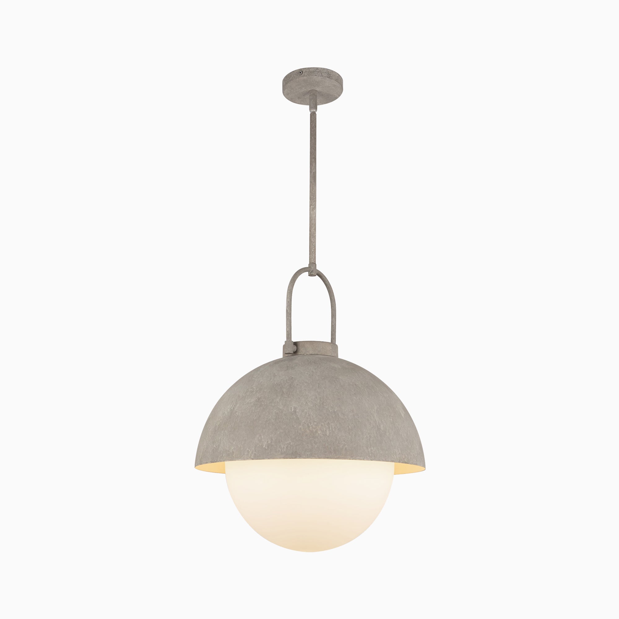 Kealy 16" 1 Light Pendant with Steel Shade/Opal Matte Glass
