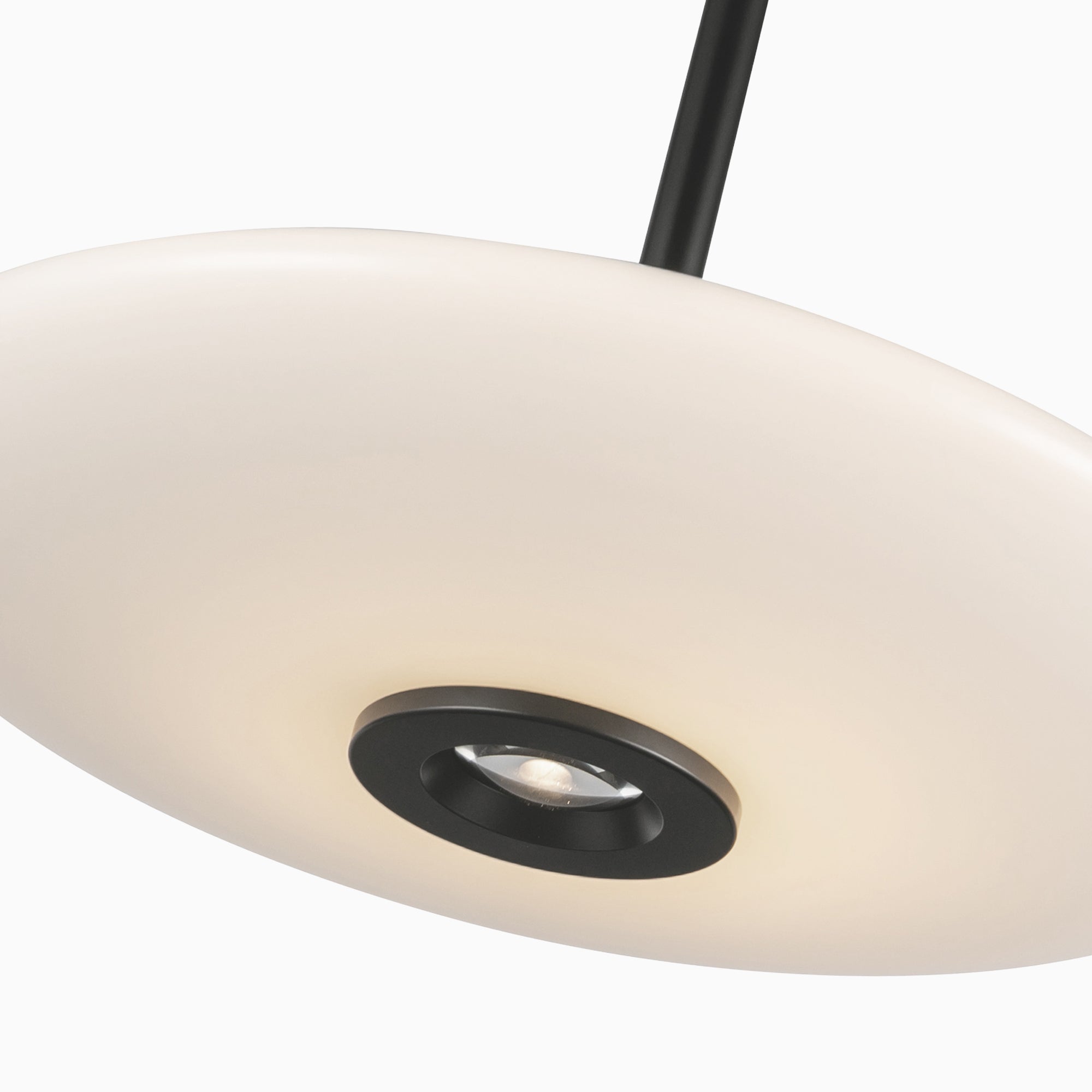 Adler 17" LED Pendant in Black/Glossy Opal Glass, Universal Voltage