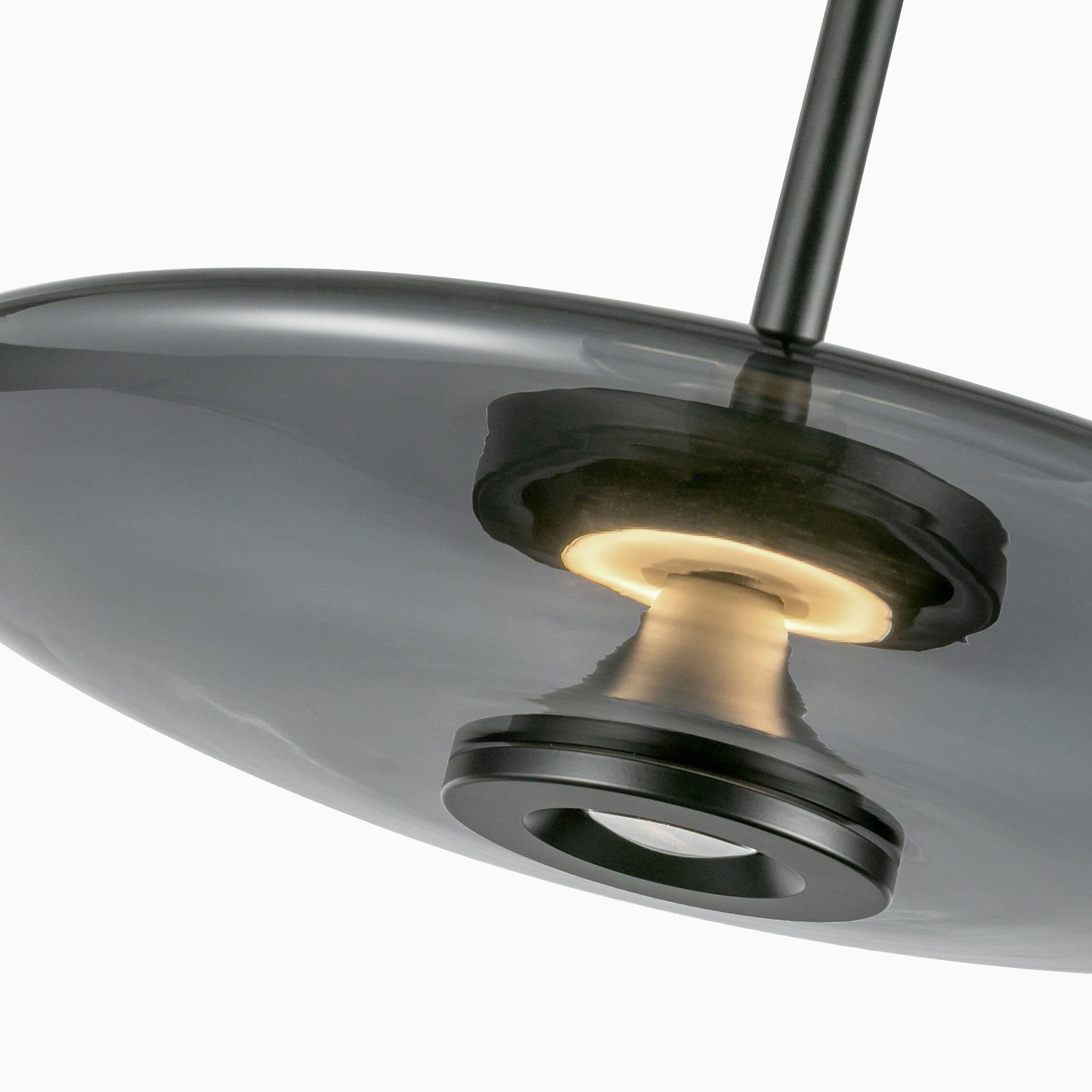 Adler 17" LED Pendant in Black/Smoked Glass, Universal Voltage