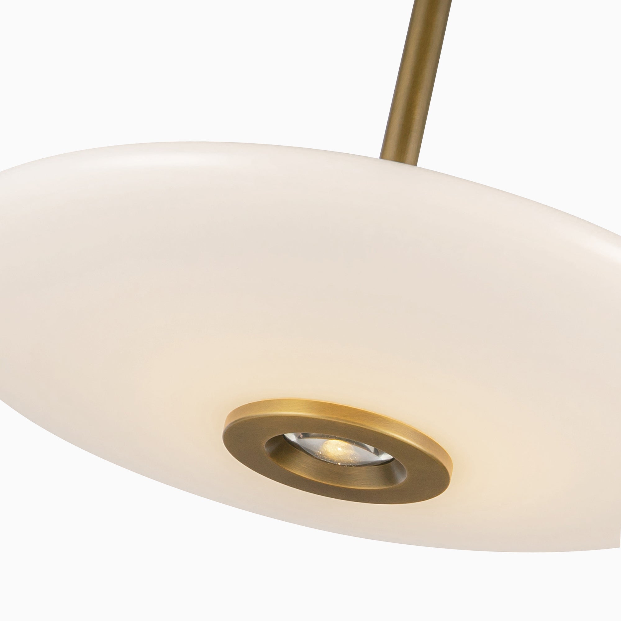 Adler 17" LED Pendant in Vintage Brass/Glossy Opal Glass, Universal Voltage
