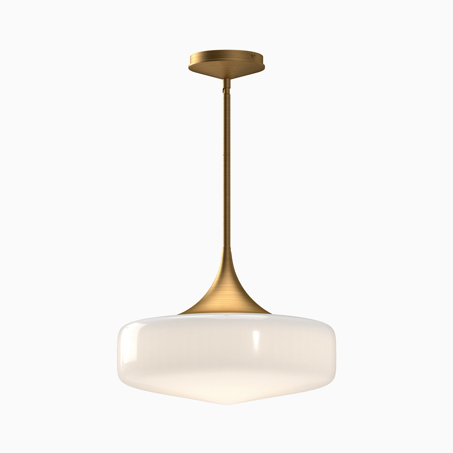 Lowen 14" 1 Light Pendant in Aged Gold/Glossy Opal Glass