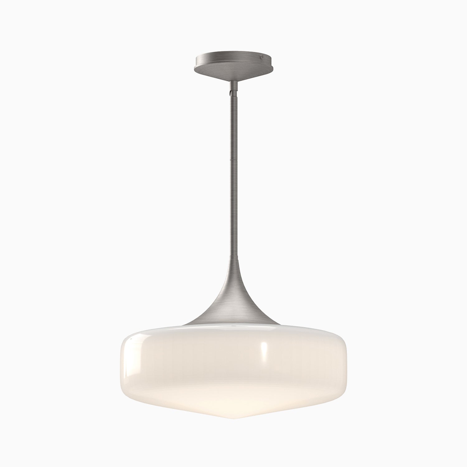 Lowen 14" 1 Light Pendant in Brushed Nickel/Glossy Opal Glass