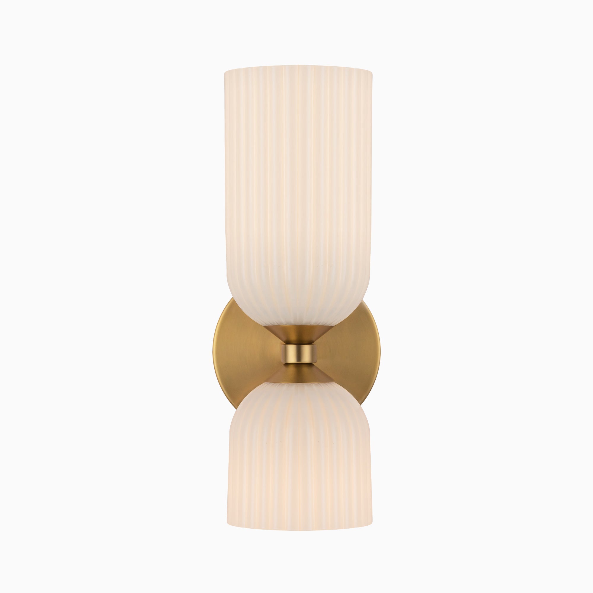 Madison 12" Socket Wall/Vanity Light in Brushed Gold and Glossy Ribbed Opal Glass