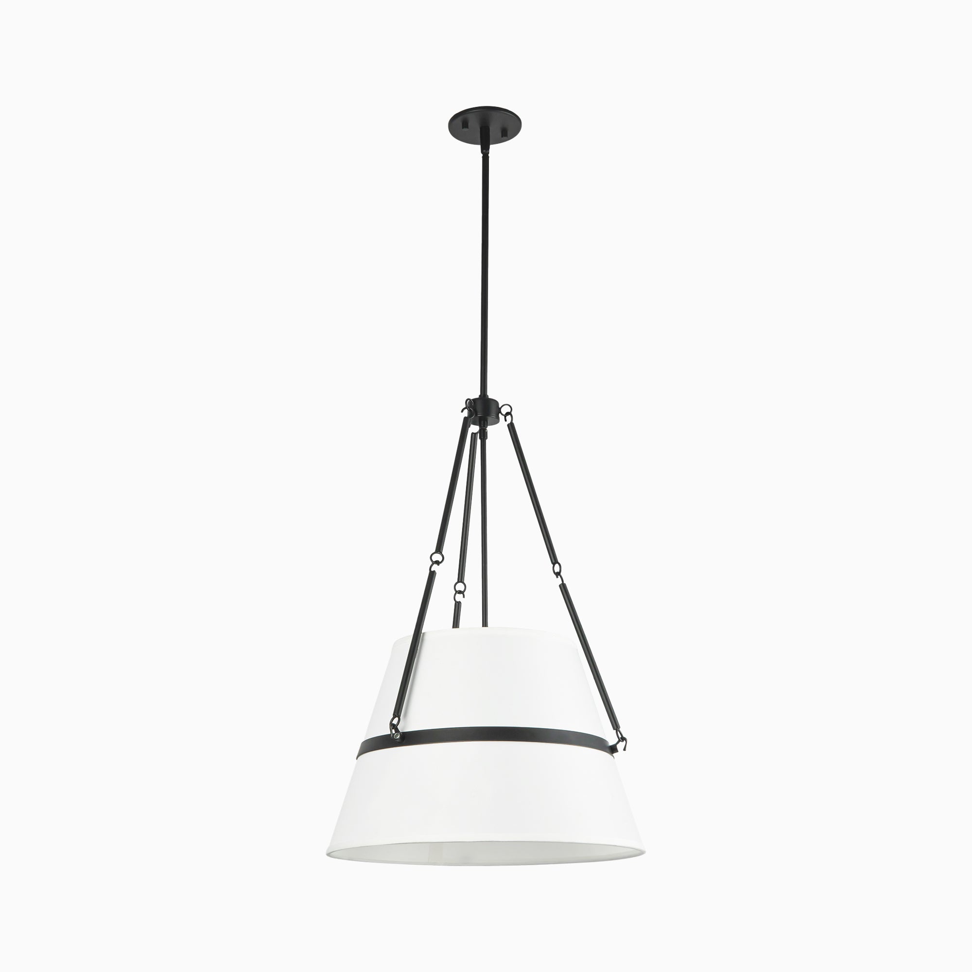 Matthew 18" 1 Light Pendant in Matte Black/White Linen