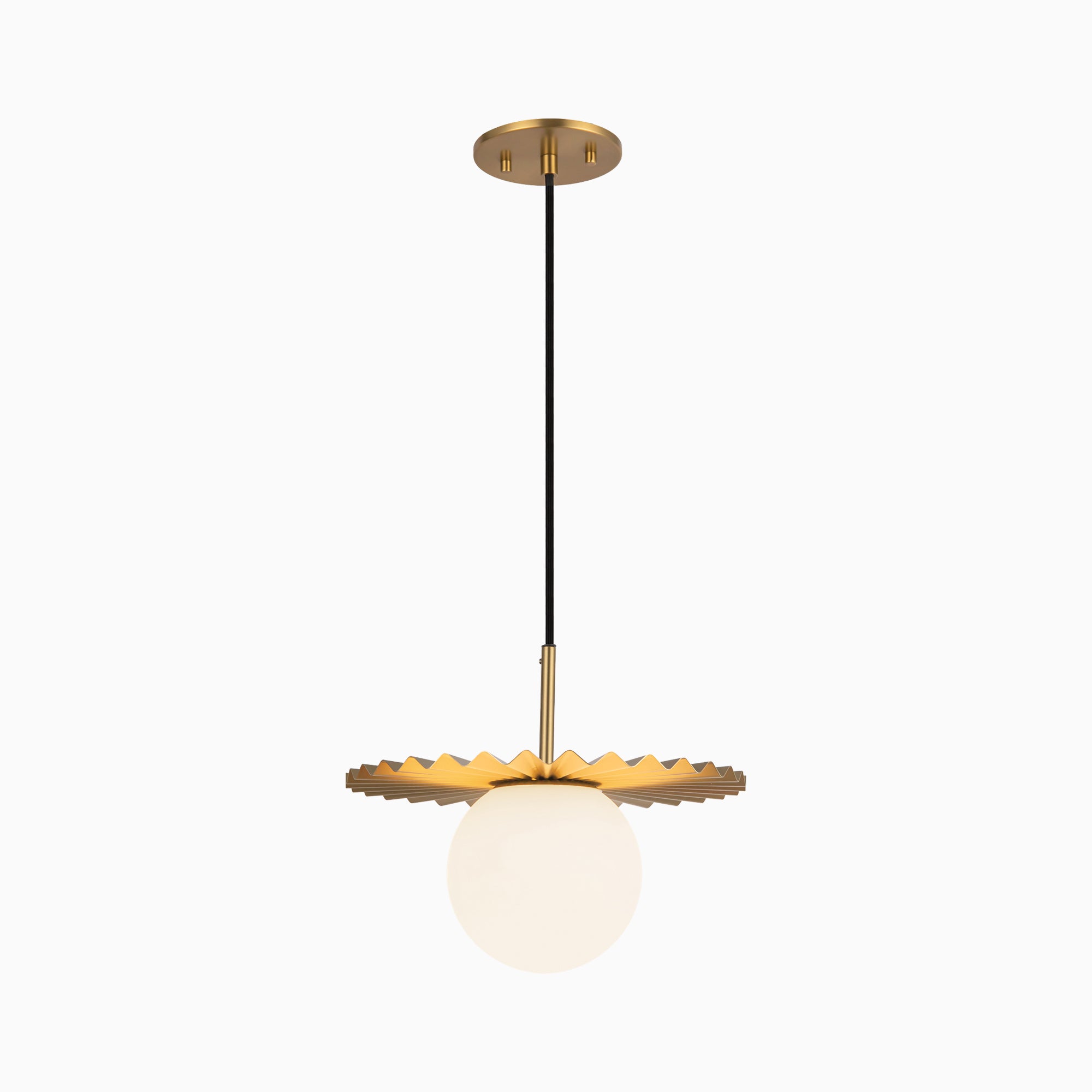 Priya 12" 1 Light Pendant in Brushed Gold/Opal Matte Glass