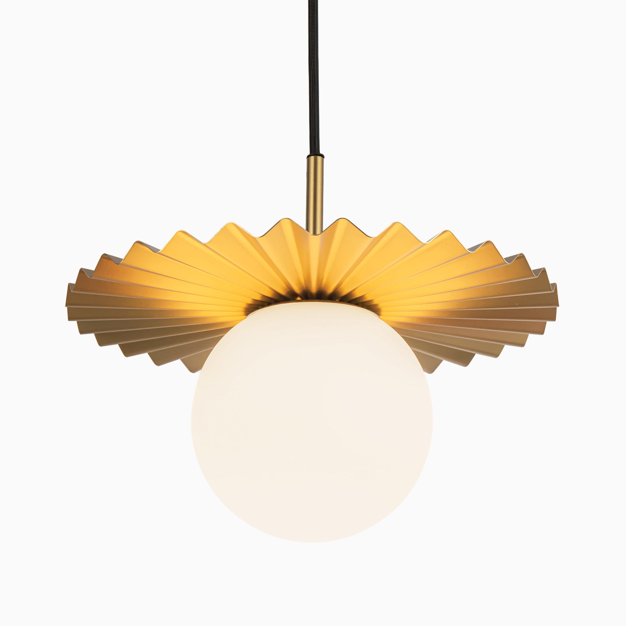 Priya 12" 1 Light Pendant in Brushed Gold/Opal Matte Glass