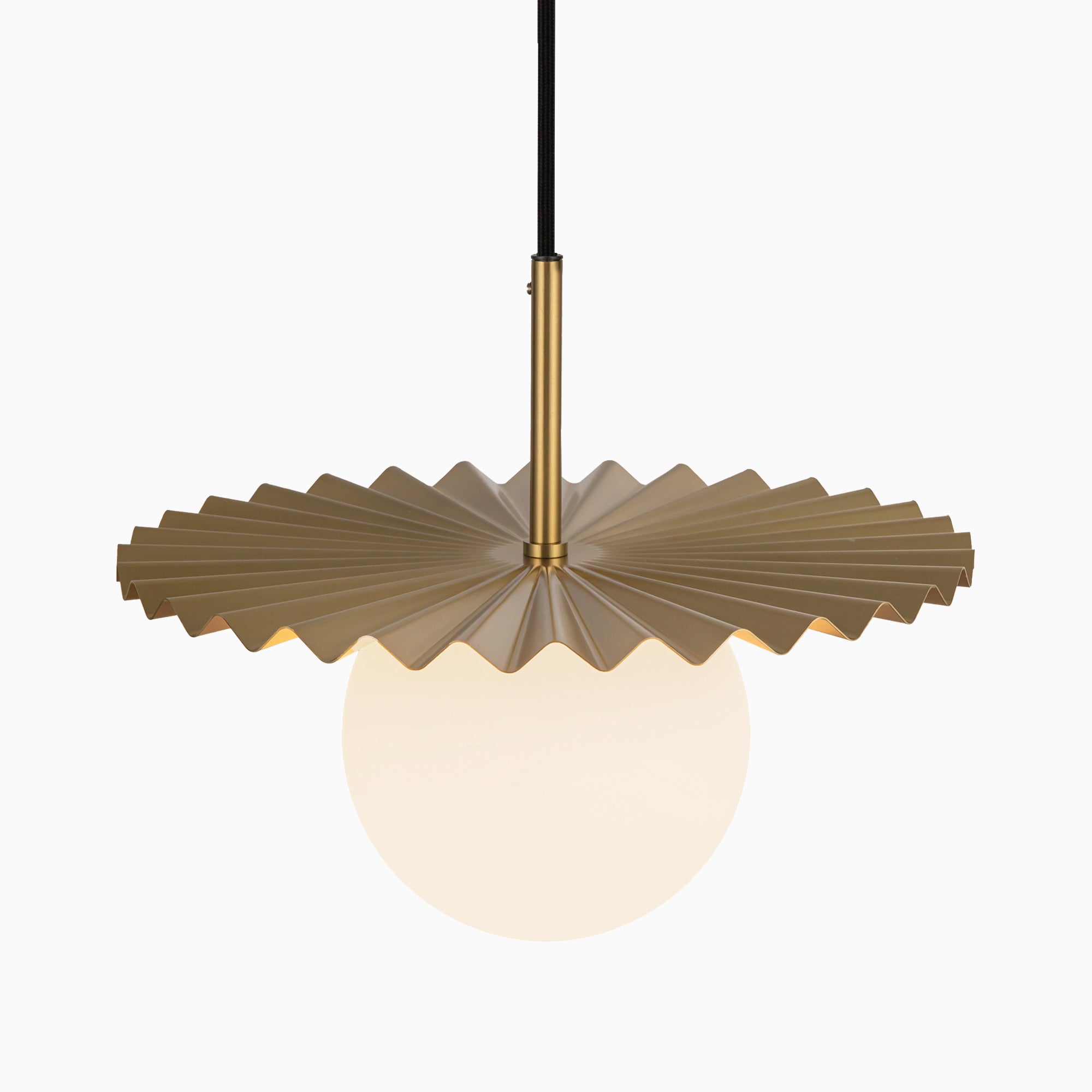 Priya 12" 1 Light Pendant in Brushed Gold/Opal Matte Glass