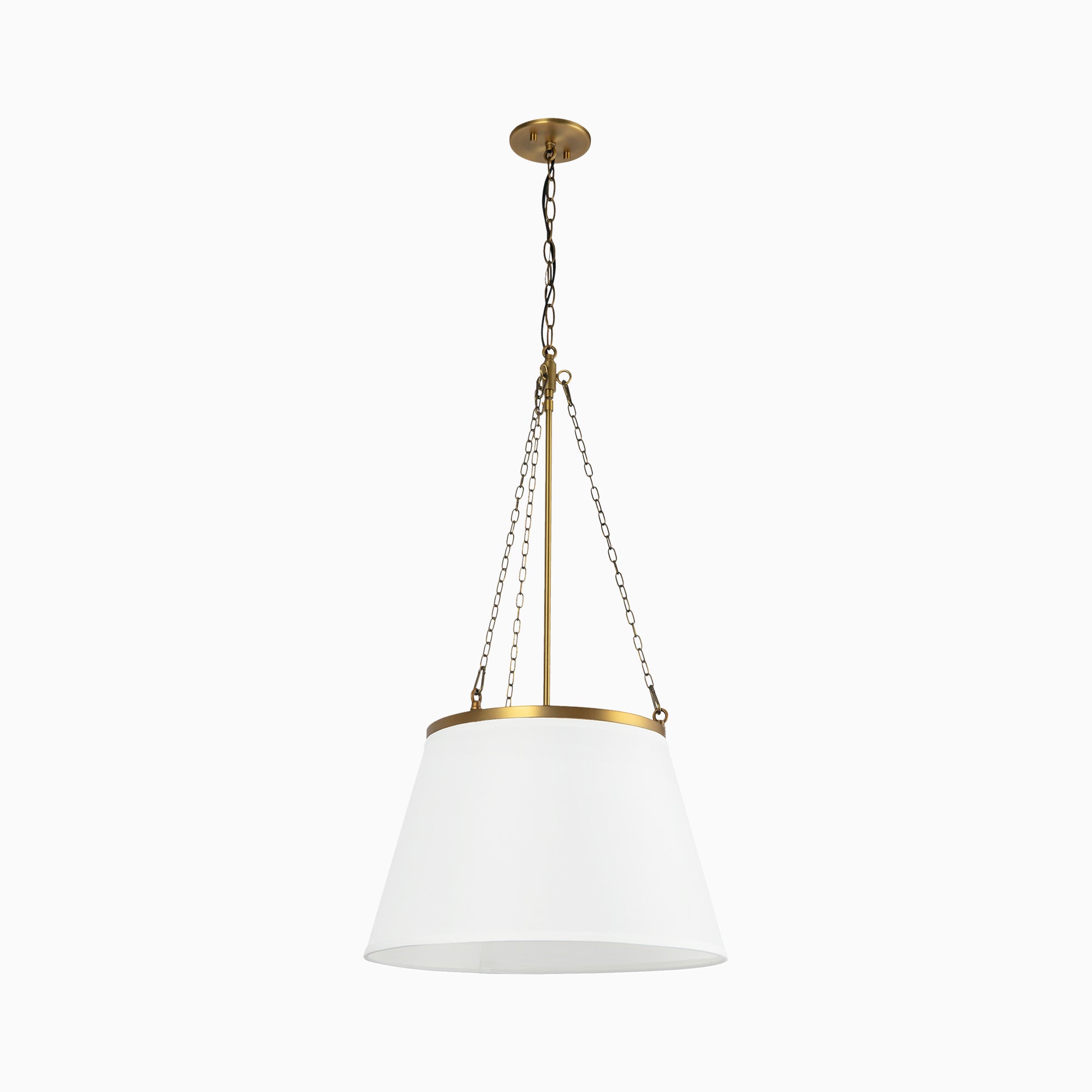 Reynold 18" 1 Light Pendant in Aged Gold/White Linen