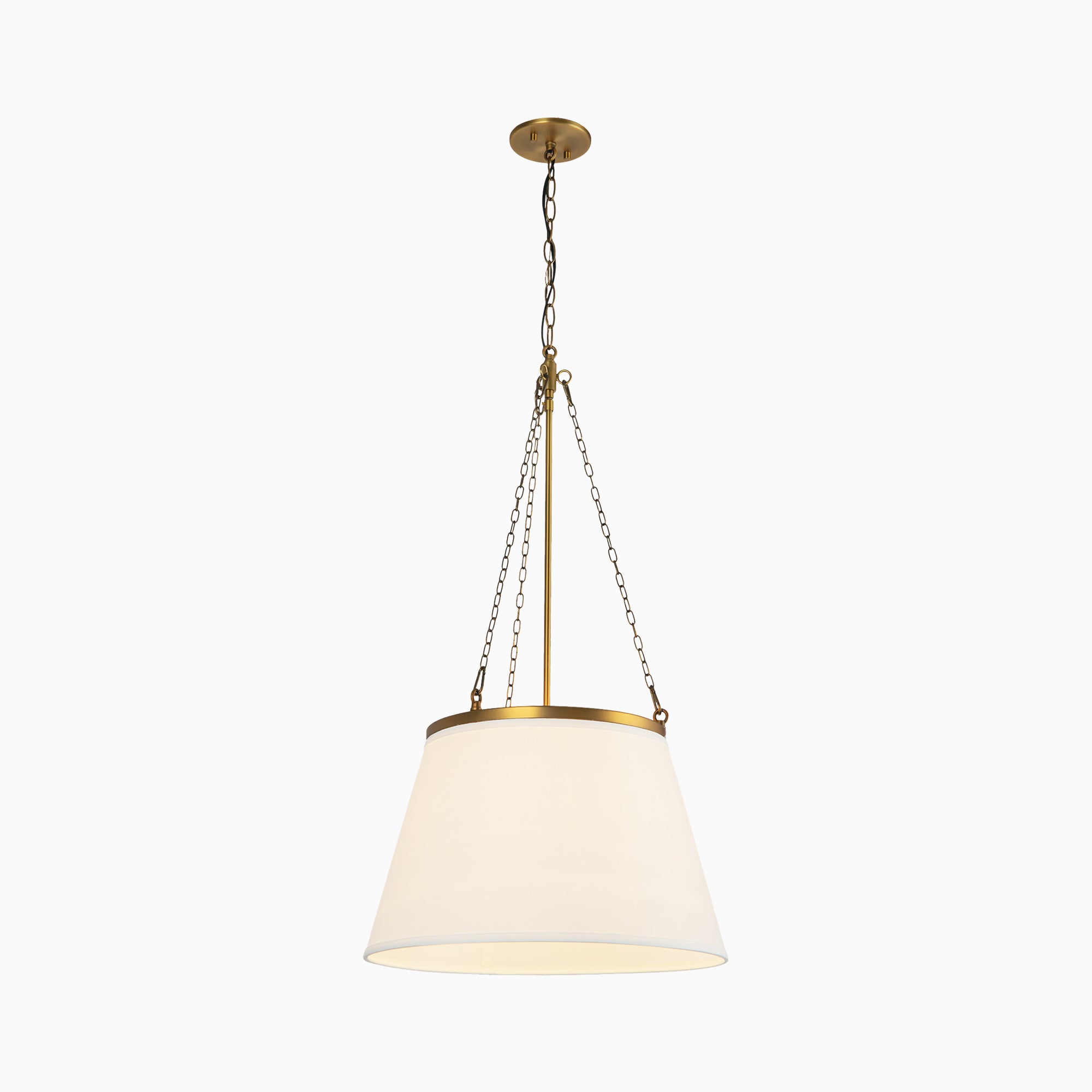 Reynold 18" 1 Light Pendant in Aged Gold/White Linen