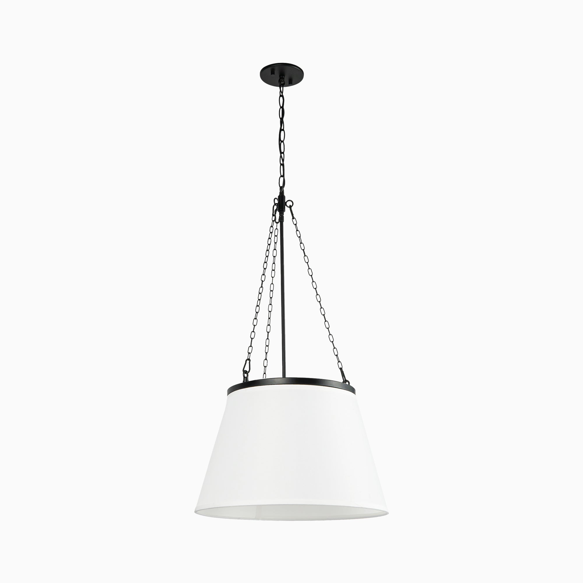 Reynold 18" 1 Light Pendant in Matte Black/White Linen