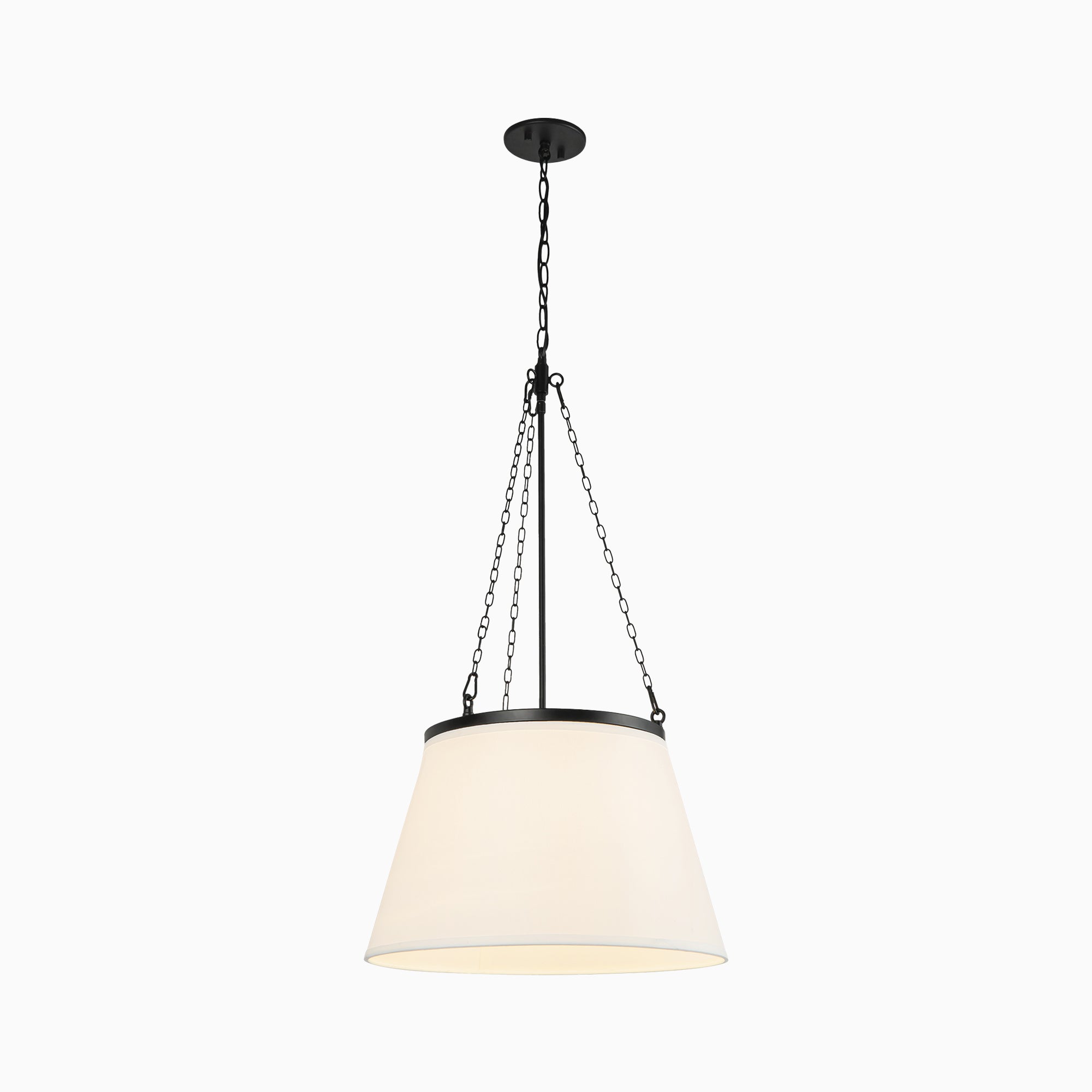 Reynold 18" 1 Light Pendant in Matte Black/White Linen