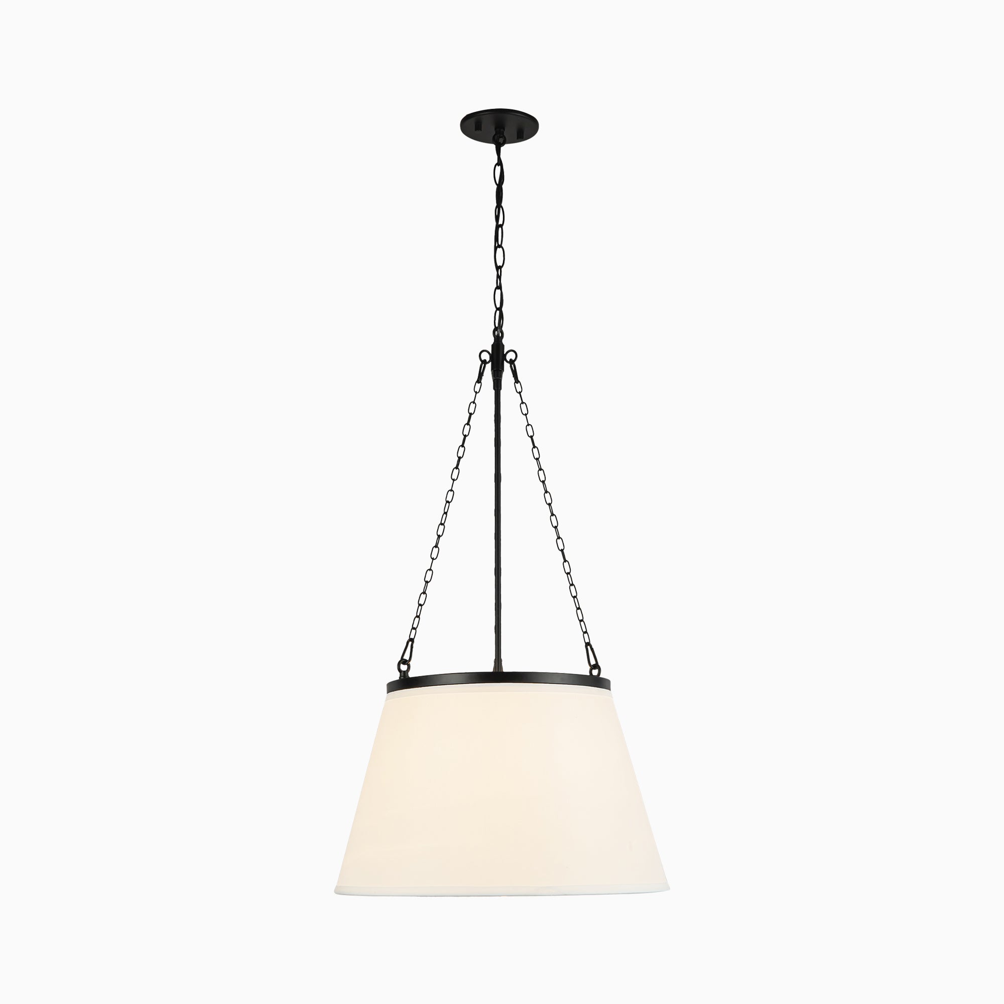 Reynold 18" 1 Light Pendant in Matte Black/White Linen