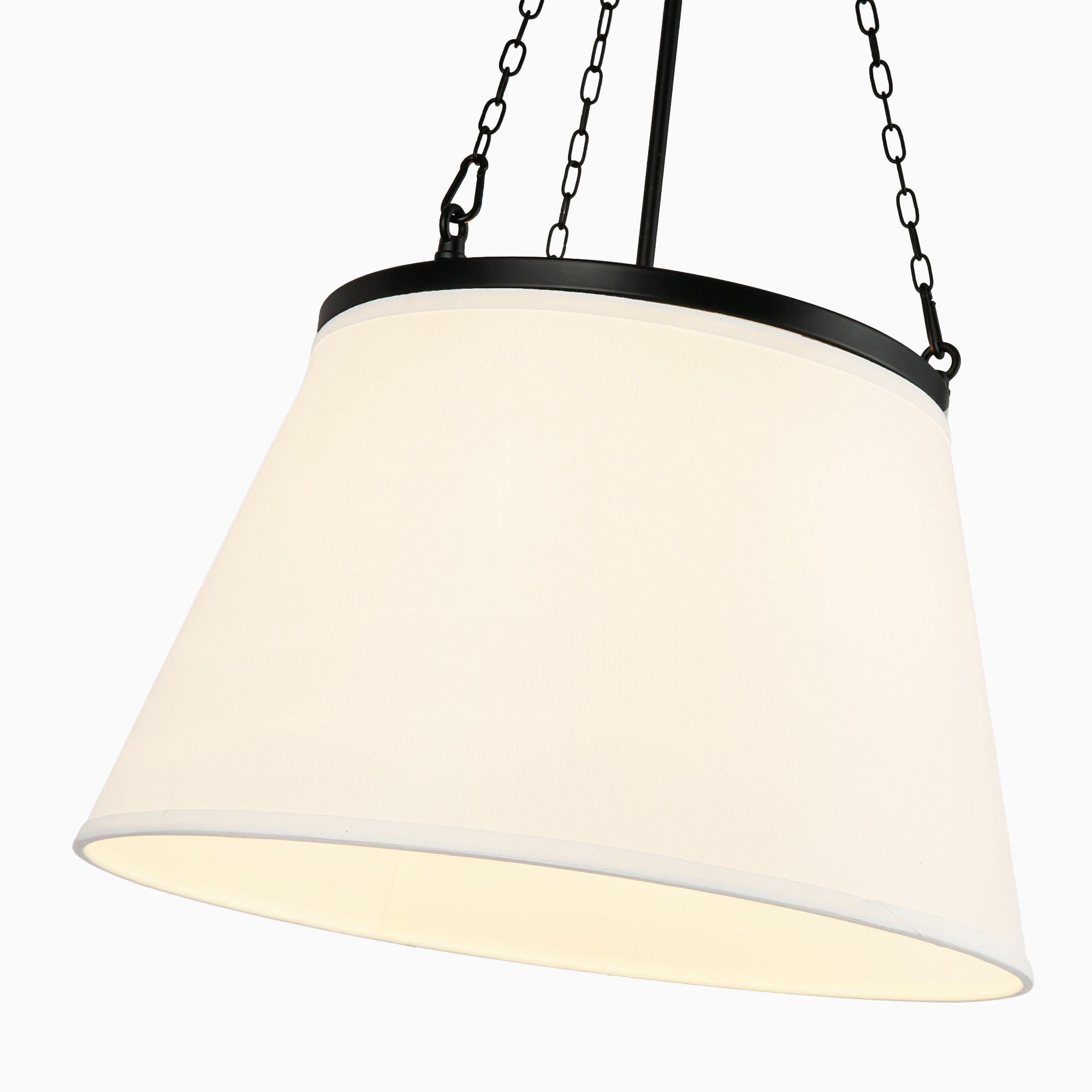 Reynold 18" 1 Light Pendant in Matte Black/White Linen