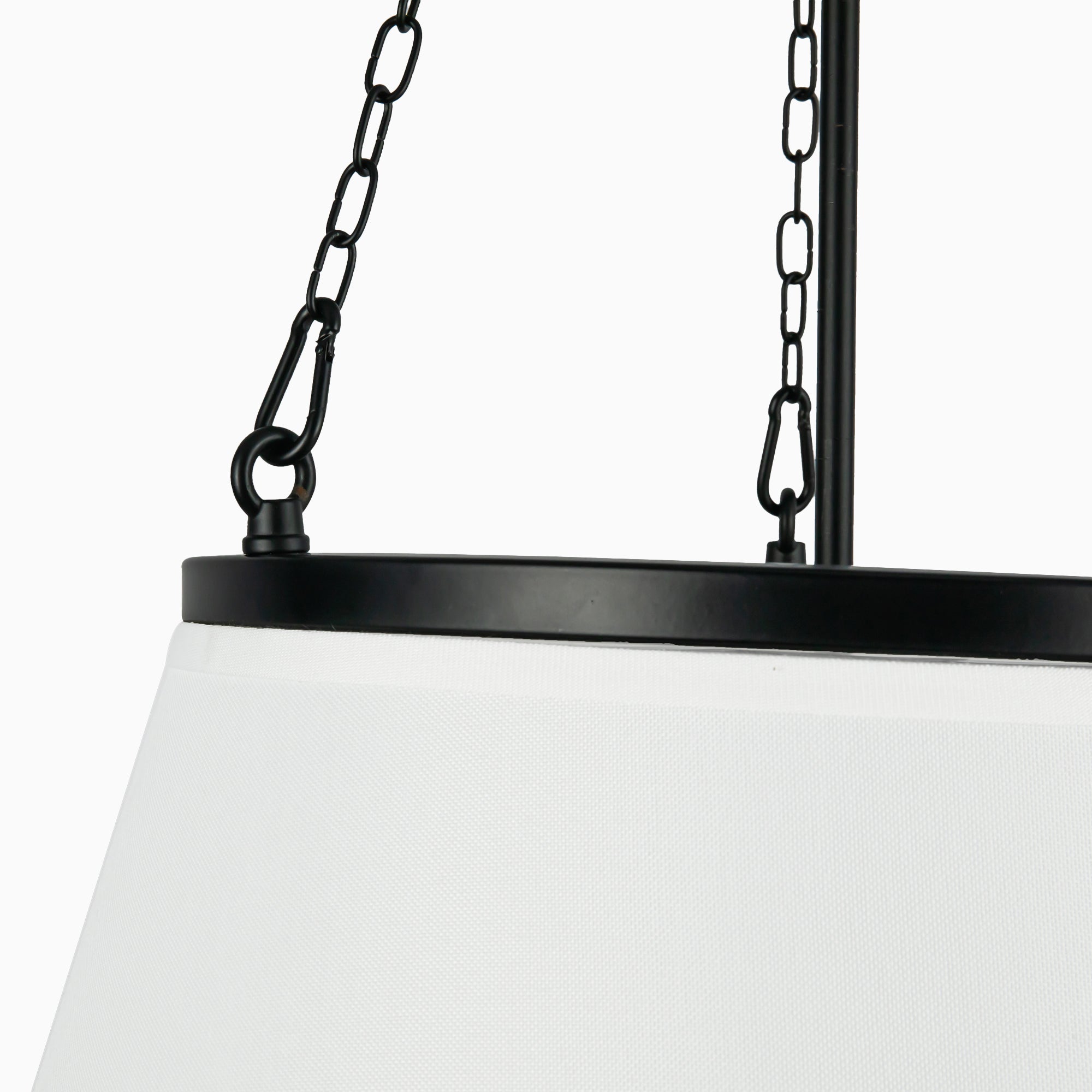 Reynold 18" 1 Light Pendant in Matte Black/White Linen