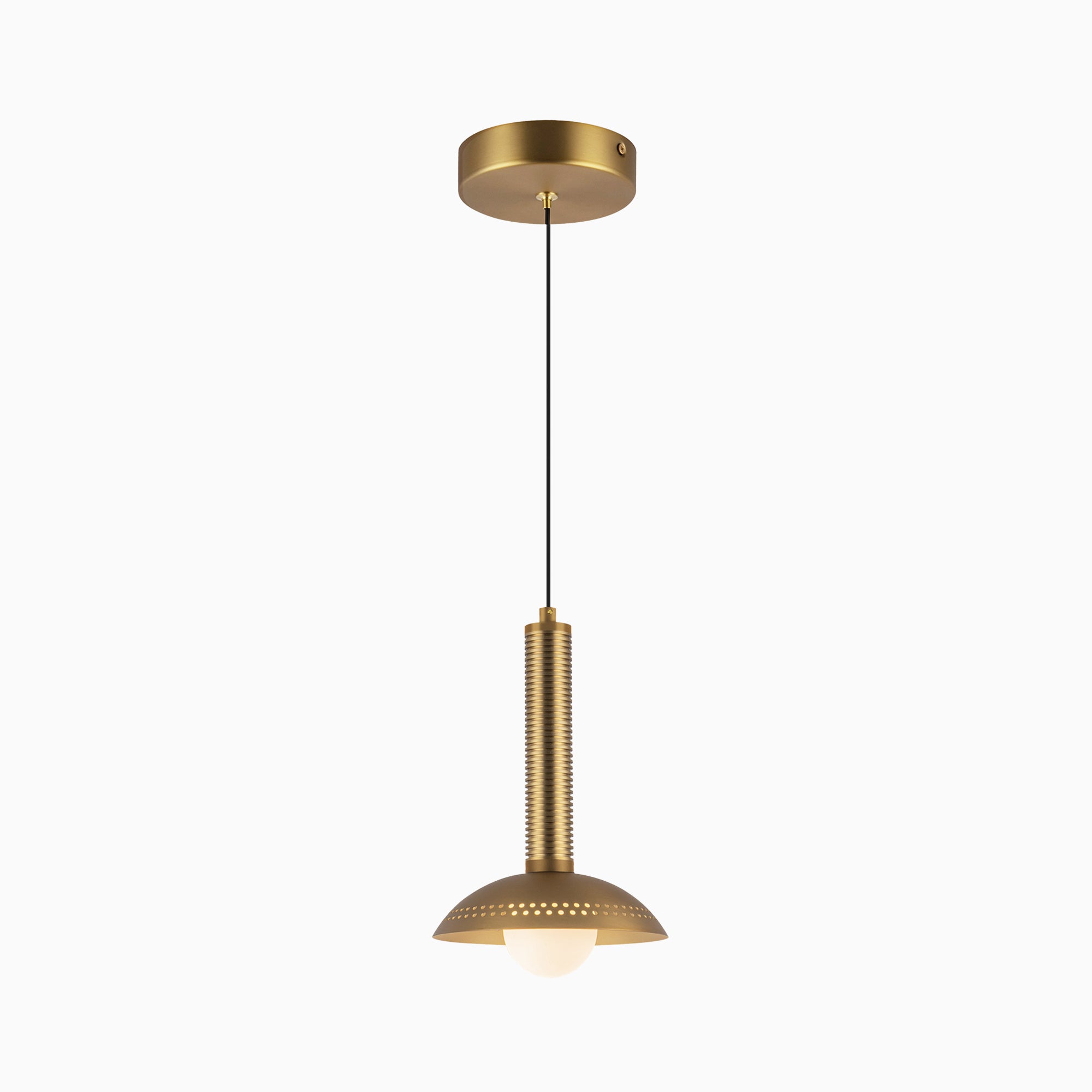 Raina 9" LED Pendant in Brushed Gold/Opal Glass
