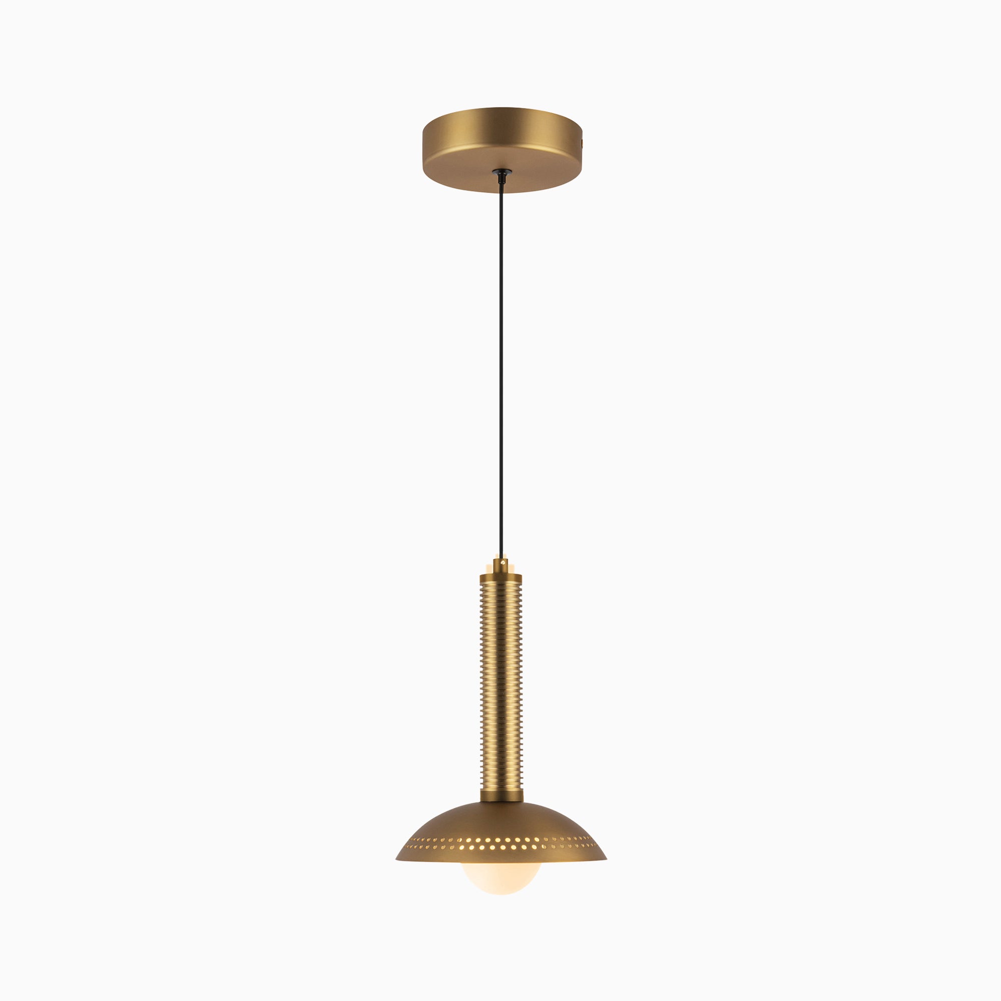 Raina 9" LED Pendant in Brushed Gold/Opal Glass