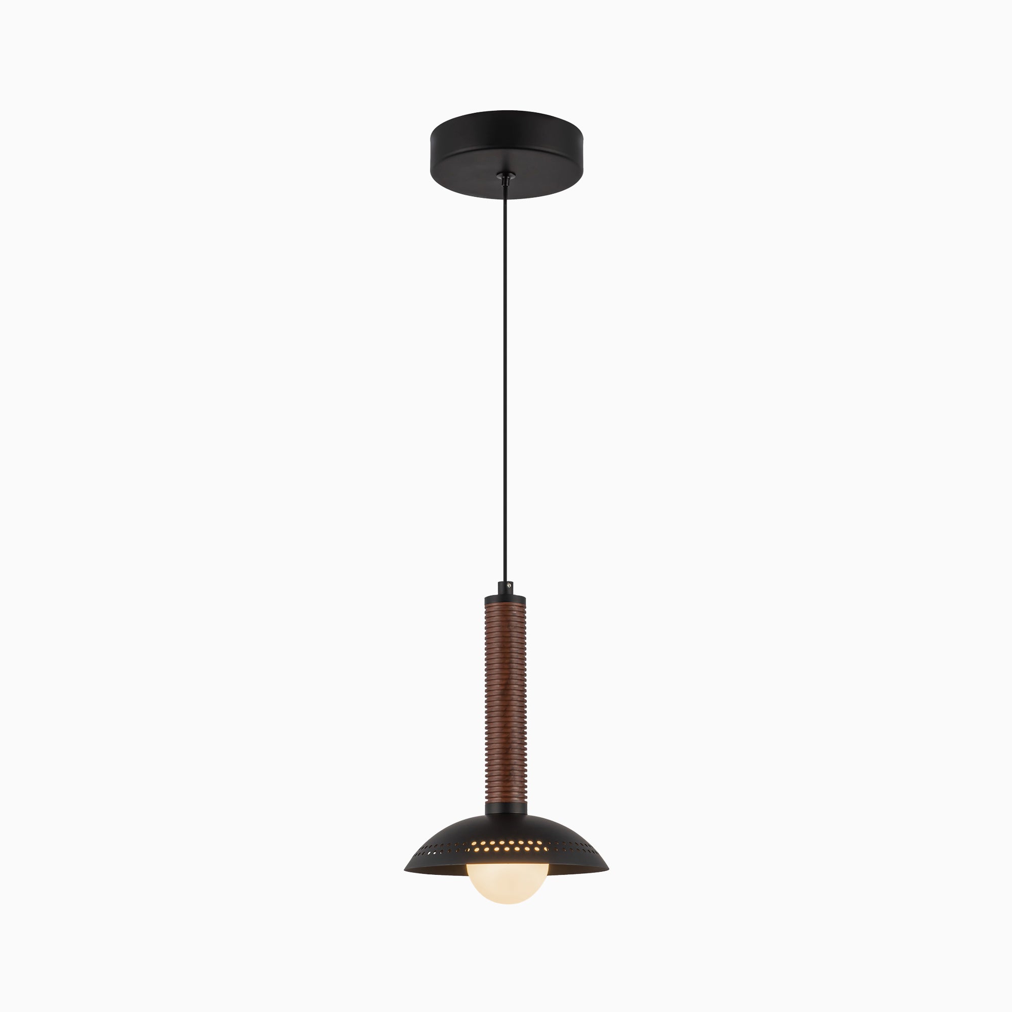 Raina 9" LED Pendant in Matte Black/Opal Glass