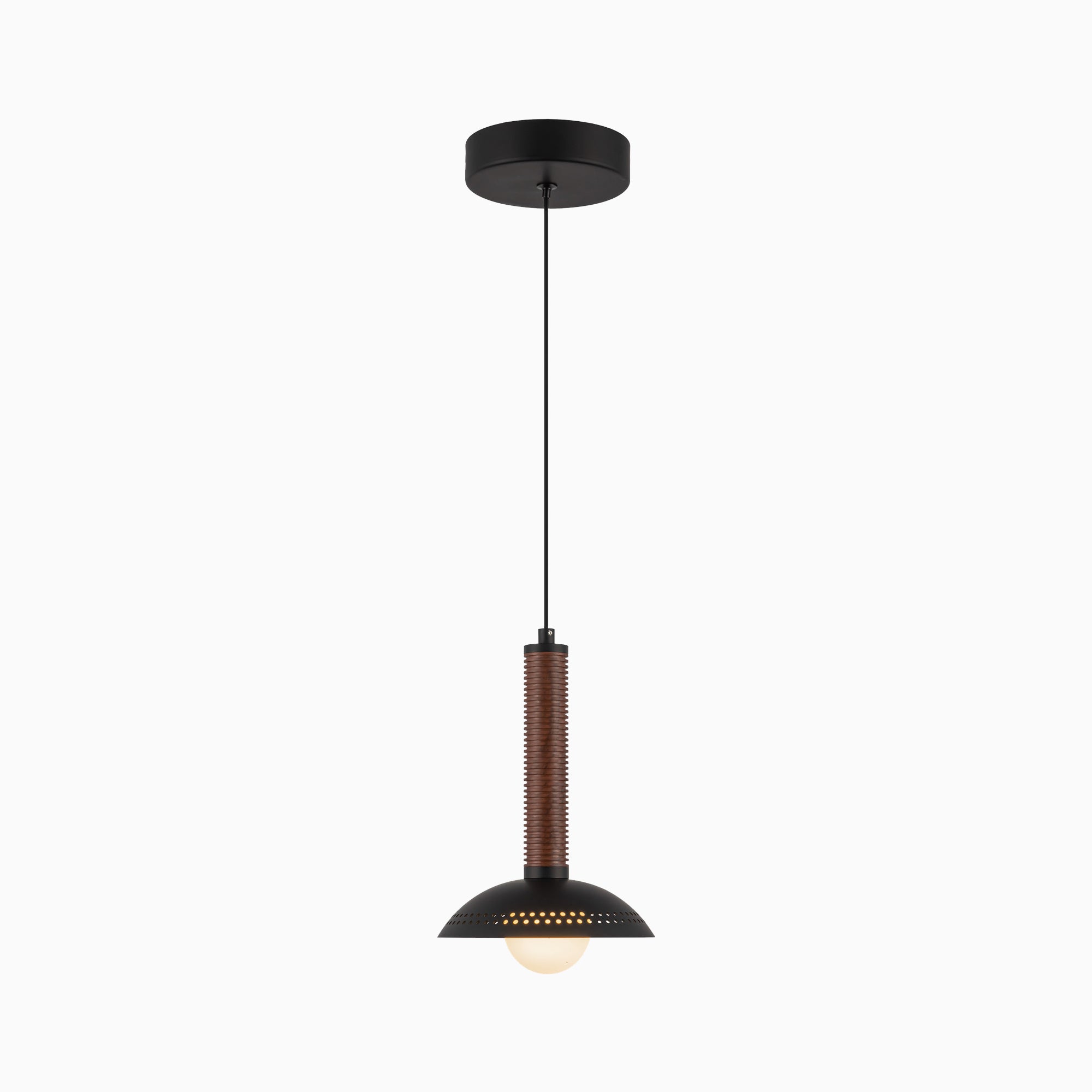 Raina 9" LED Pendant in Matte Black/Opal Glass