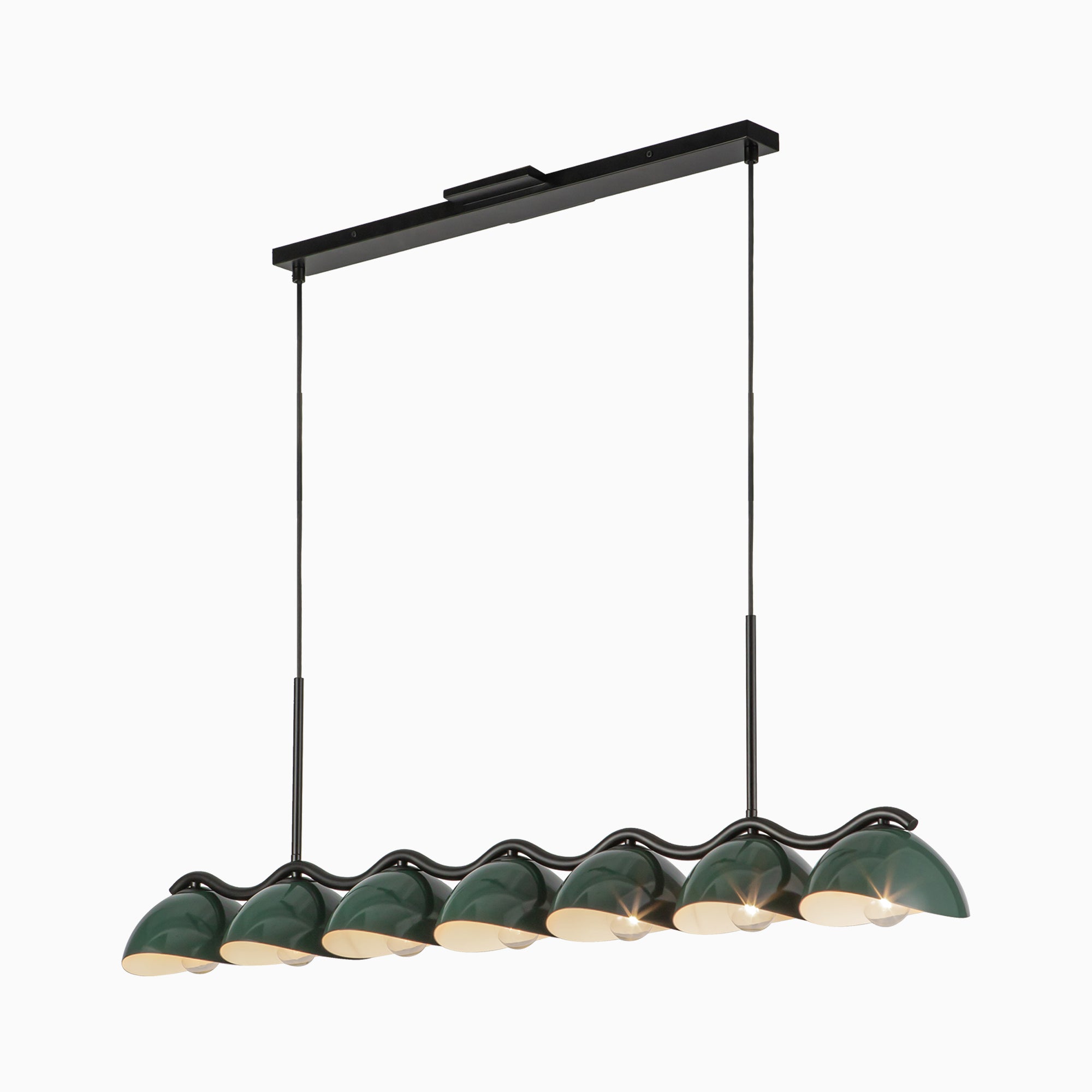 Erza 42" Socket Linear Pendant in Black/Pine Green