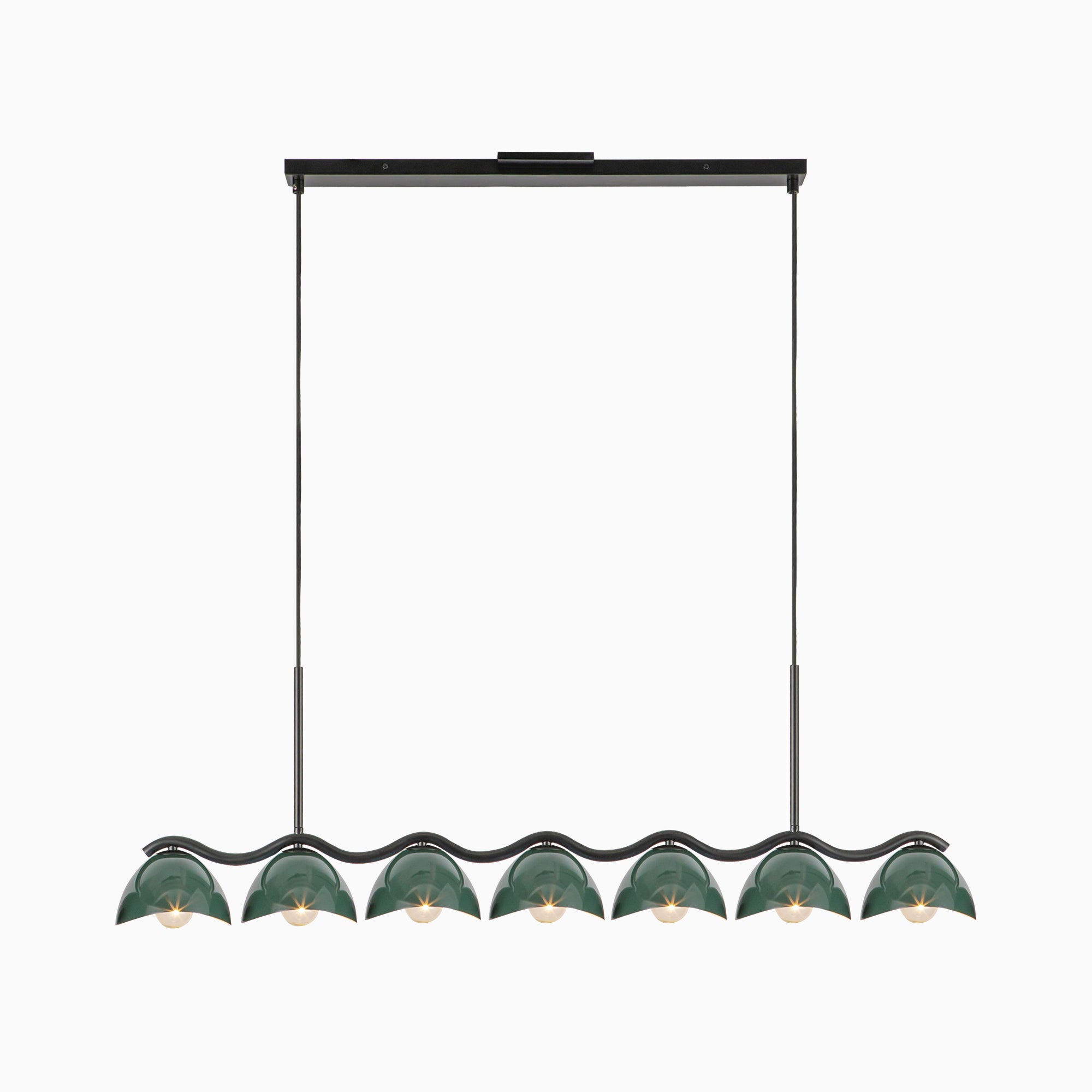 Erza 42" Socket Linear Pendant in Black/Pine Green