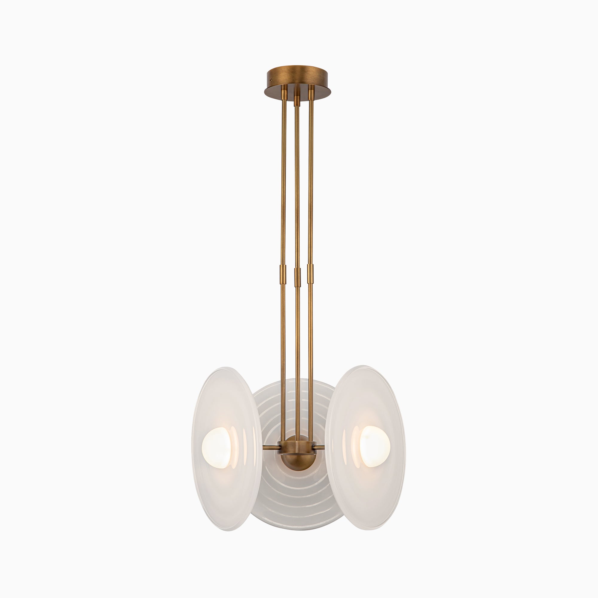 Lumira 18" LED Pendant in Vintage Brass/Glossy Opal