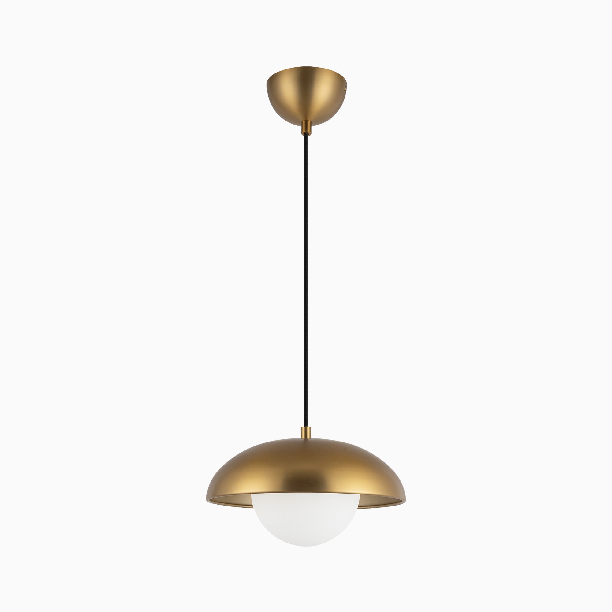 Harriet 11" 1 Light Pendant in Aged Gold/Opal Matte Glass