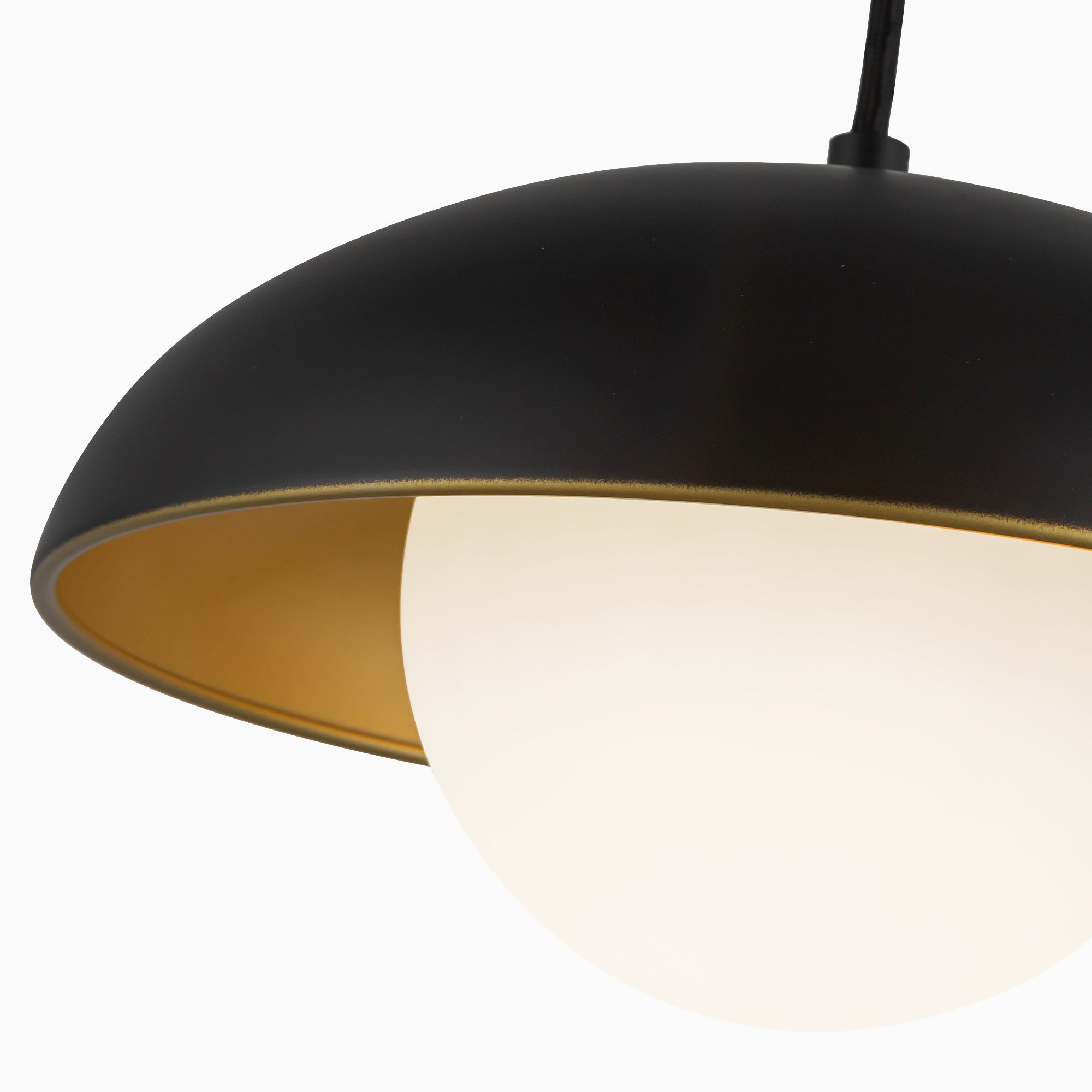 Harriet 11" 1 Light Pendant in Matte Black/Opal Matte Glass